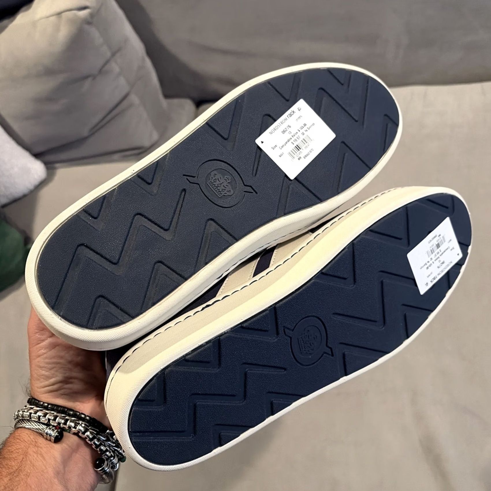 Born Born Navy Blue Suede Slip On Sneakers Size 13M Mens Casual Shoes Rubber Outsole Leather Lining Cushioned Comfort White Stripes Size US 13 / EU 46 - 4 Thumbnail