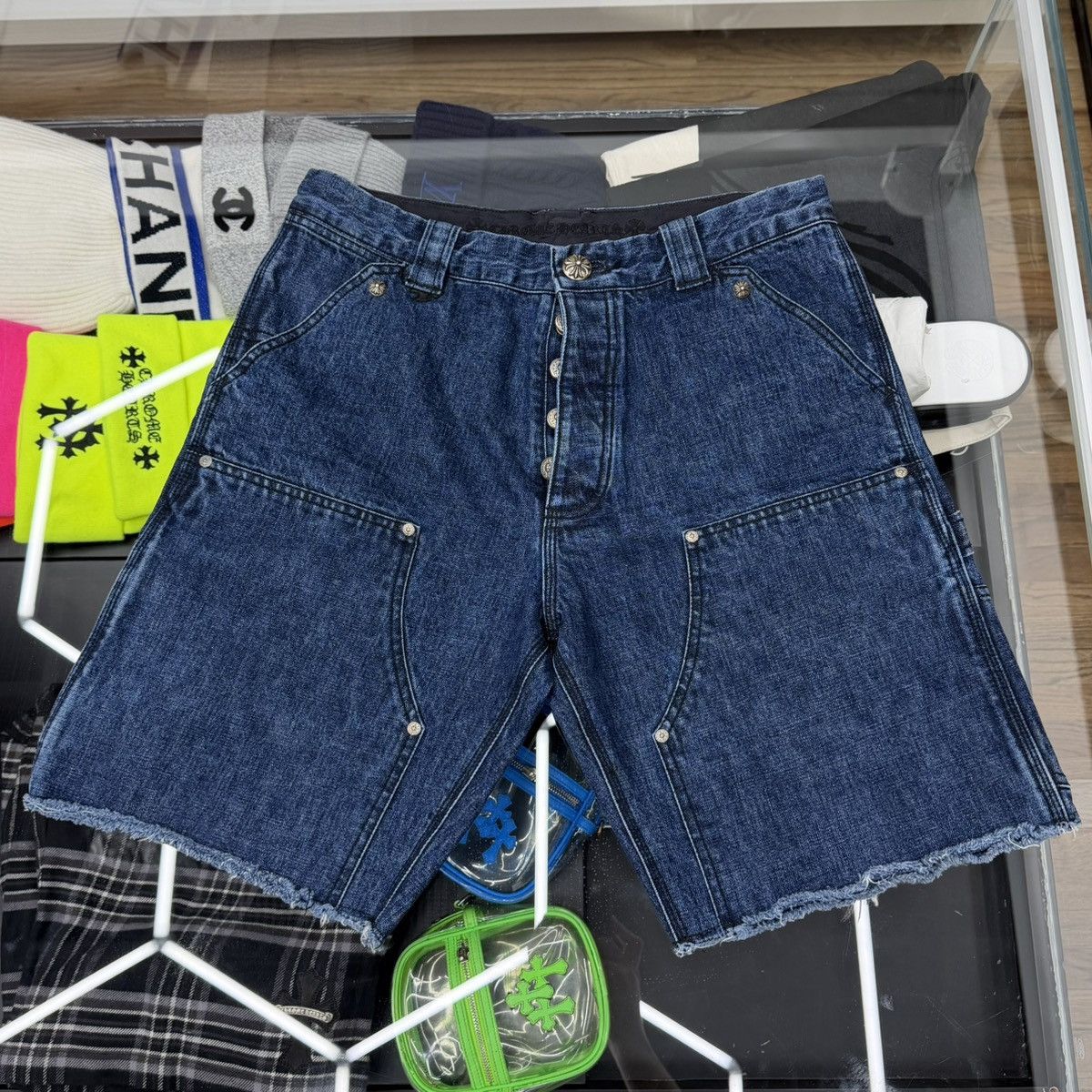 Chrome Hearts Chrome Hearts Double Knee Carpenter Denim Shorts Indigo Size US 33 - 1 Thumbnail