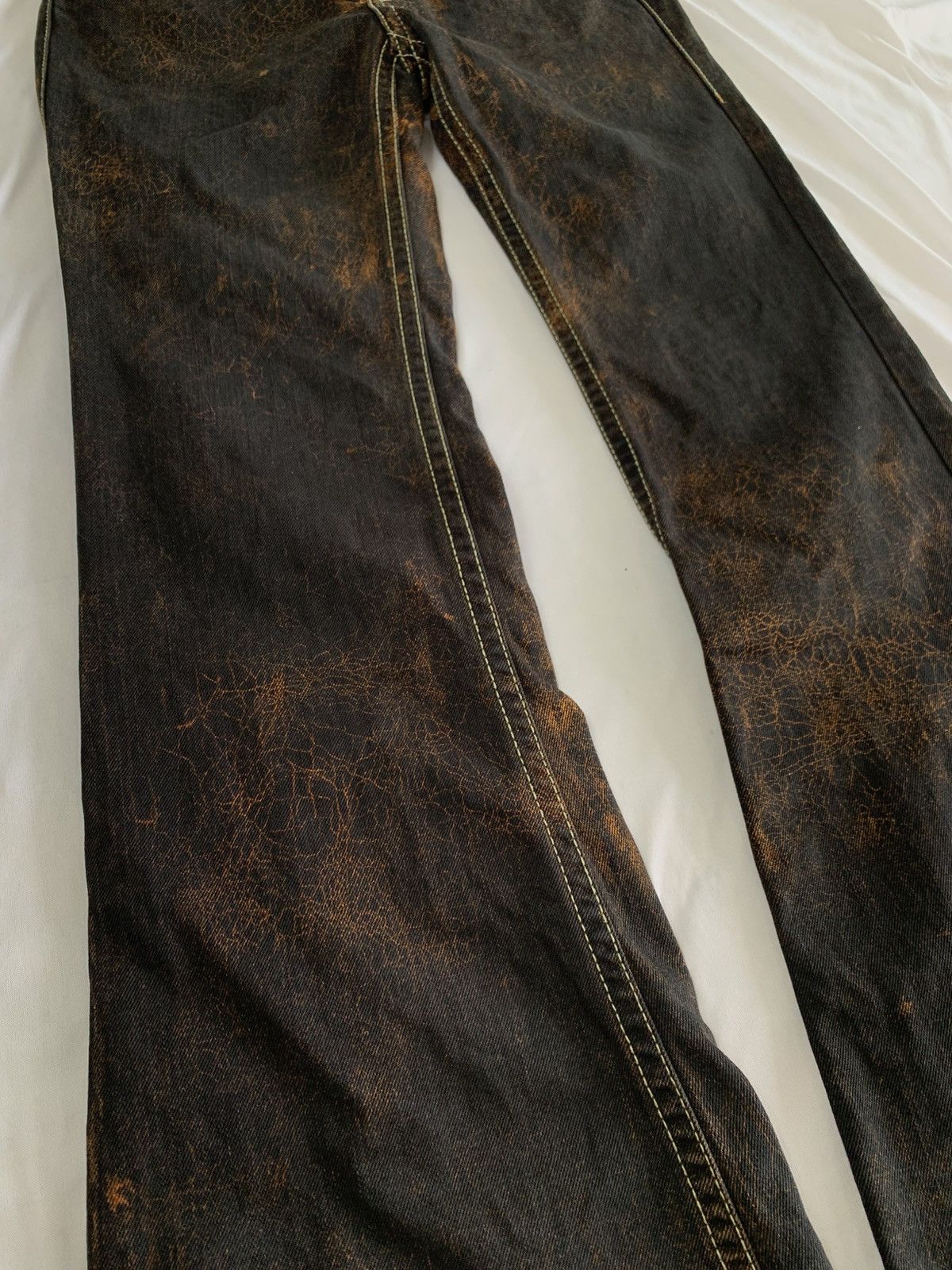 Japanese Brand Flare jeans cracked wash design zippy ziggy japan Size US 29 - 9 Thumbnail
