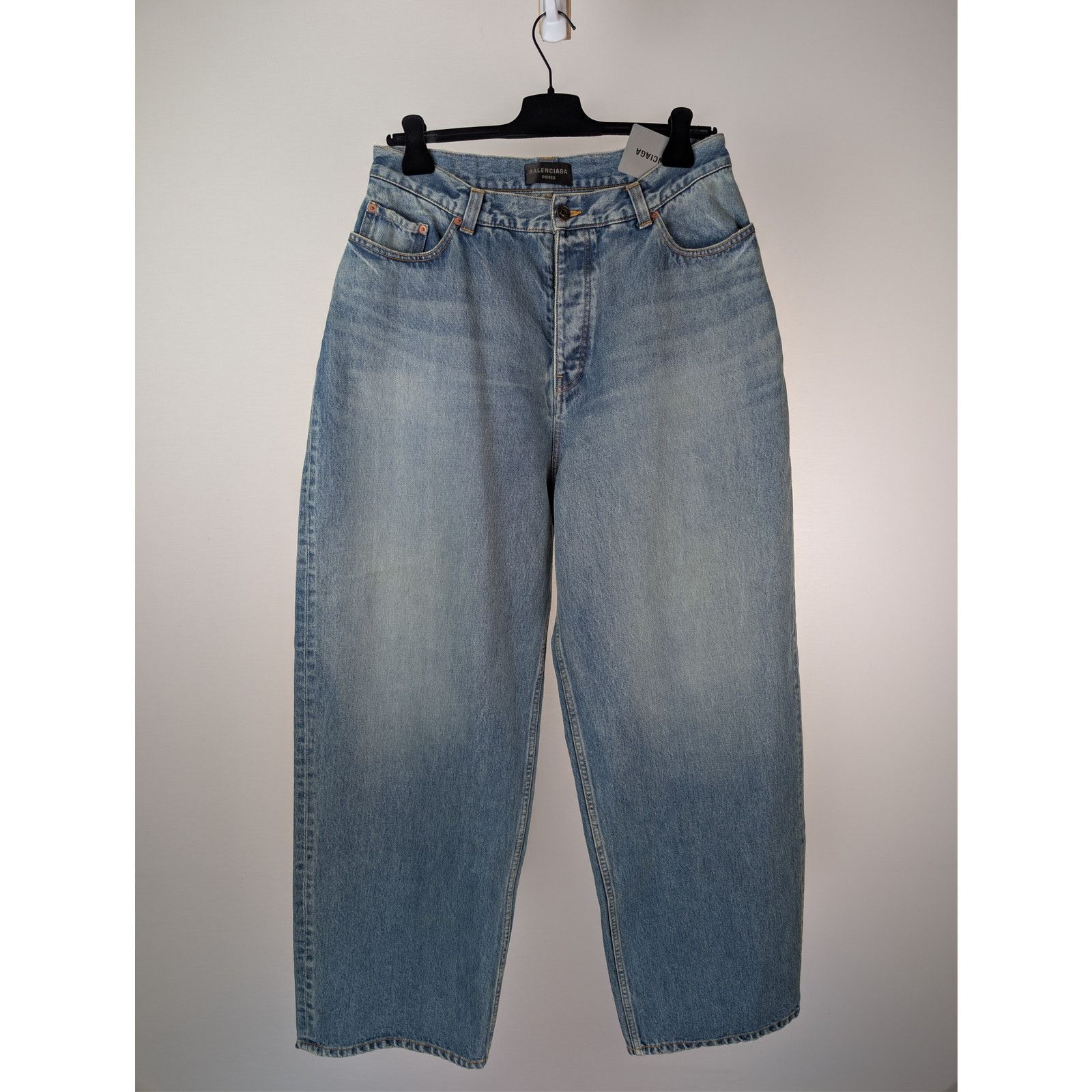 Balenciaga o1rshd1 Organic Blue Japanese Large Baggy Denim Jeans Blue Size US 28 / EU 44 - 2 Thumbnail