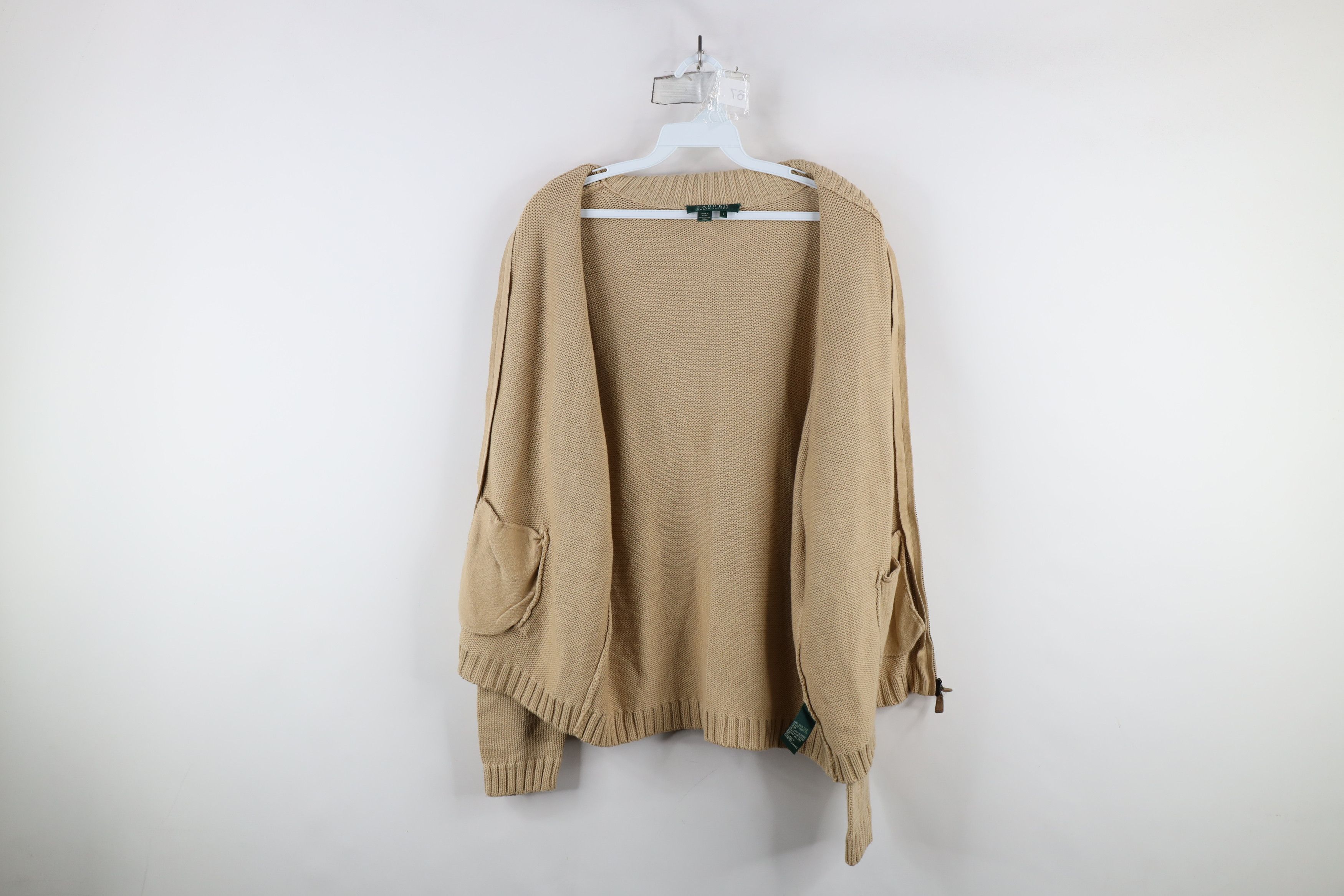 Ralph Lauren × Vintage Vintage 90s Ralph Lauren Cotton Ribbed Knit Full Zip Sweater Size L / US 10 / IT 46 - 10 Thumbnail