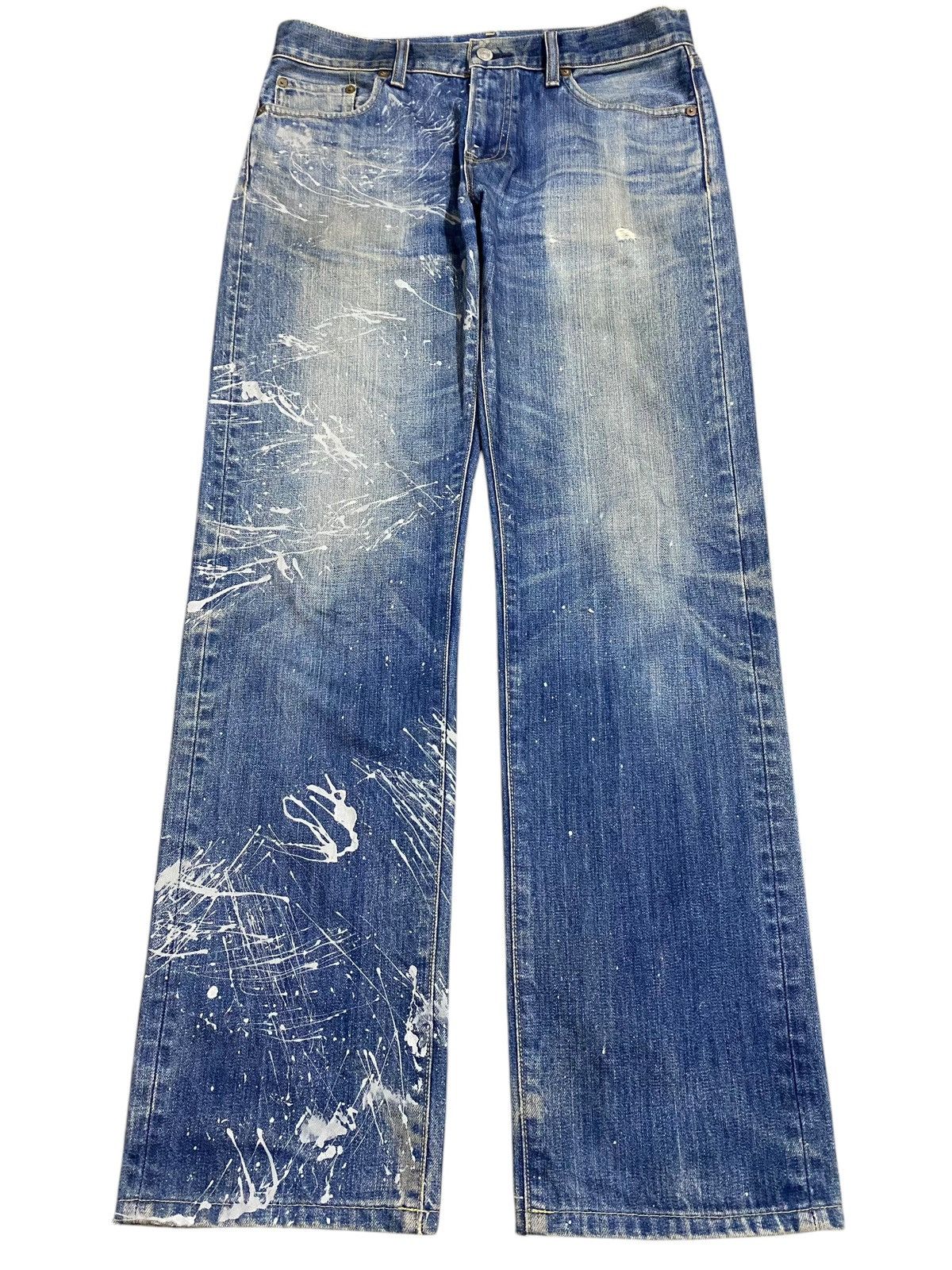 Jun Takahashi Vintage JapaneseBrands Blue Wash Custom Splatter Loose Jeans Size US 33 - 1 Thumbnail