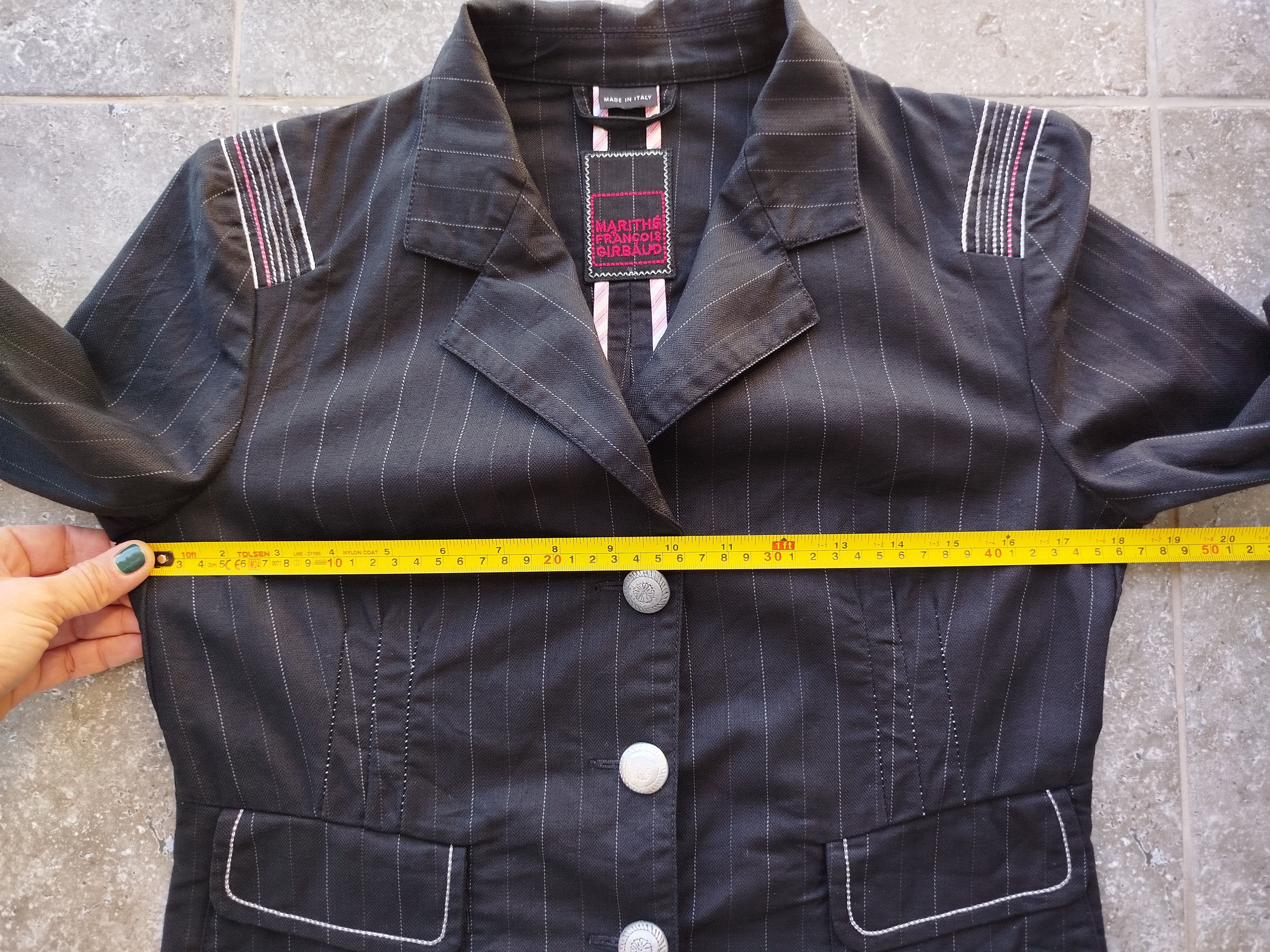 Marithe + Francois Girbaud Blazer Jacket Striped Pockets Cotton Italy Vintage 00s Size S / US 4 / IT 40 - 11 Thumbnail