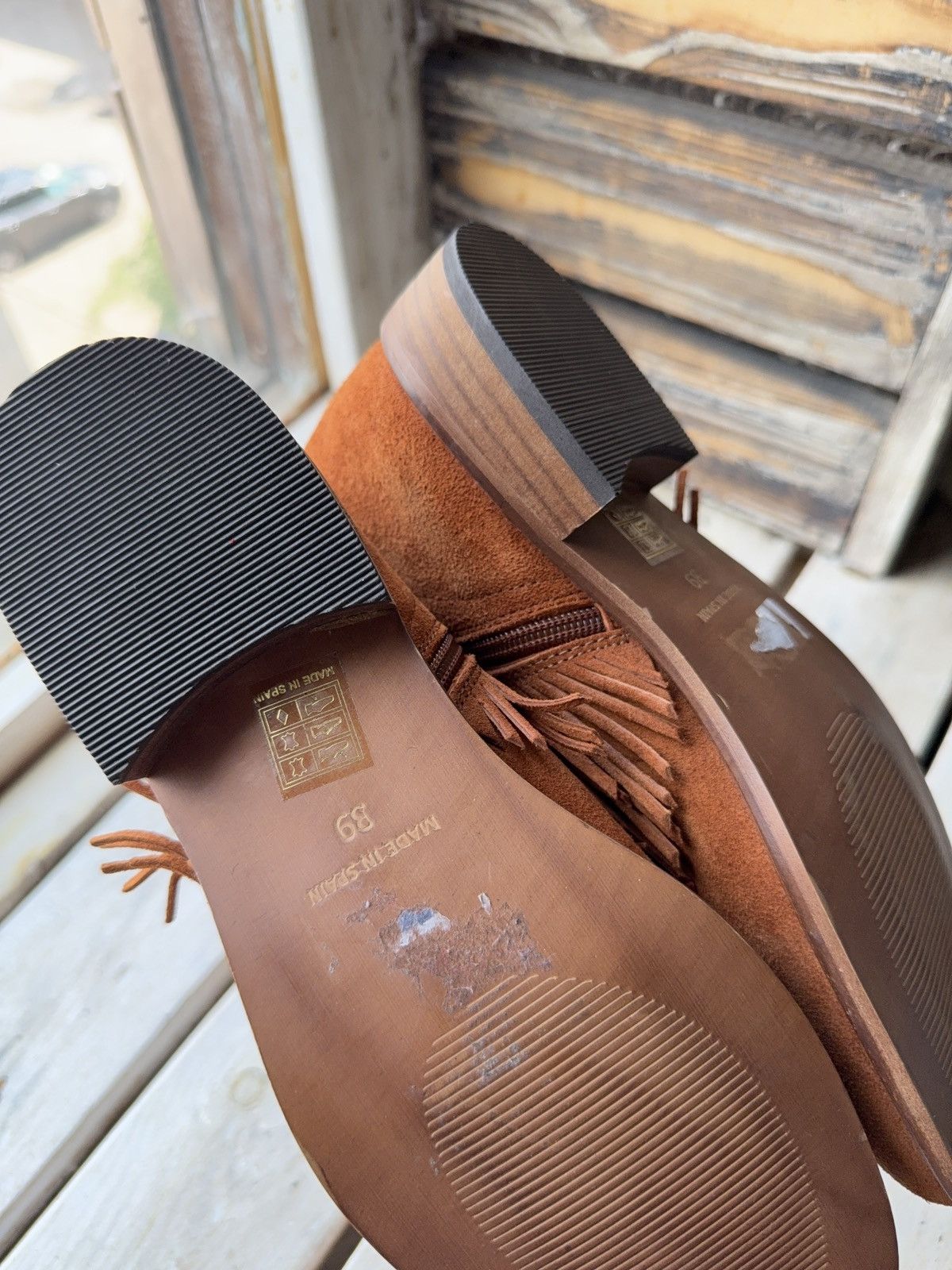 Made in Spain Suede Fringe Ankle Boots Western Cowgirl Style