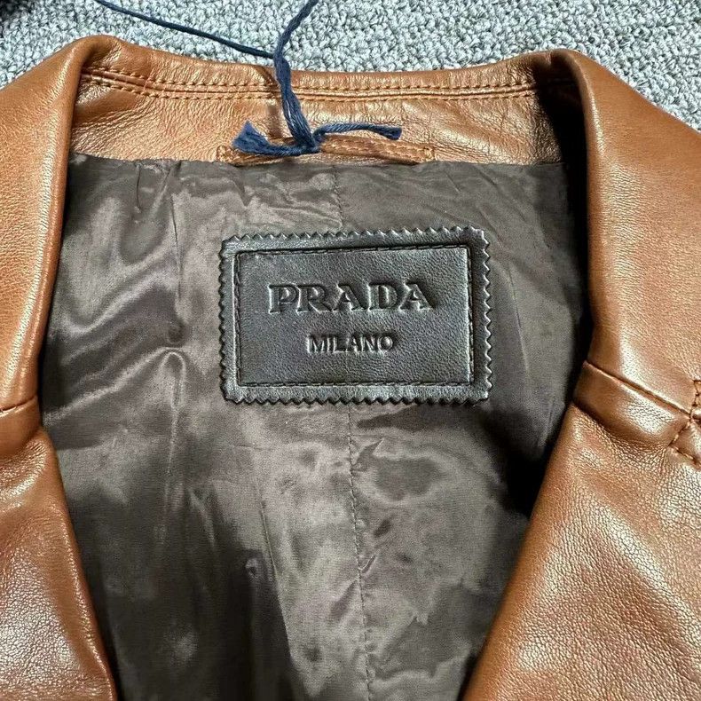 Prada Prada Brown single-breasted leather jacket 2503-Nextarrow Size US XXS / EU 40 - 3 Thumbnail