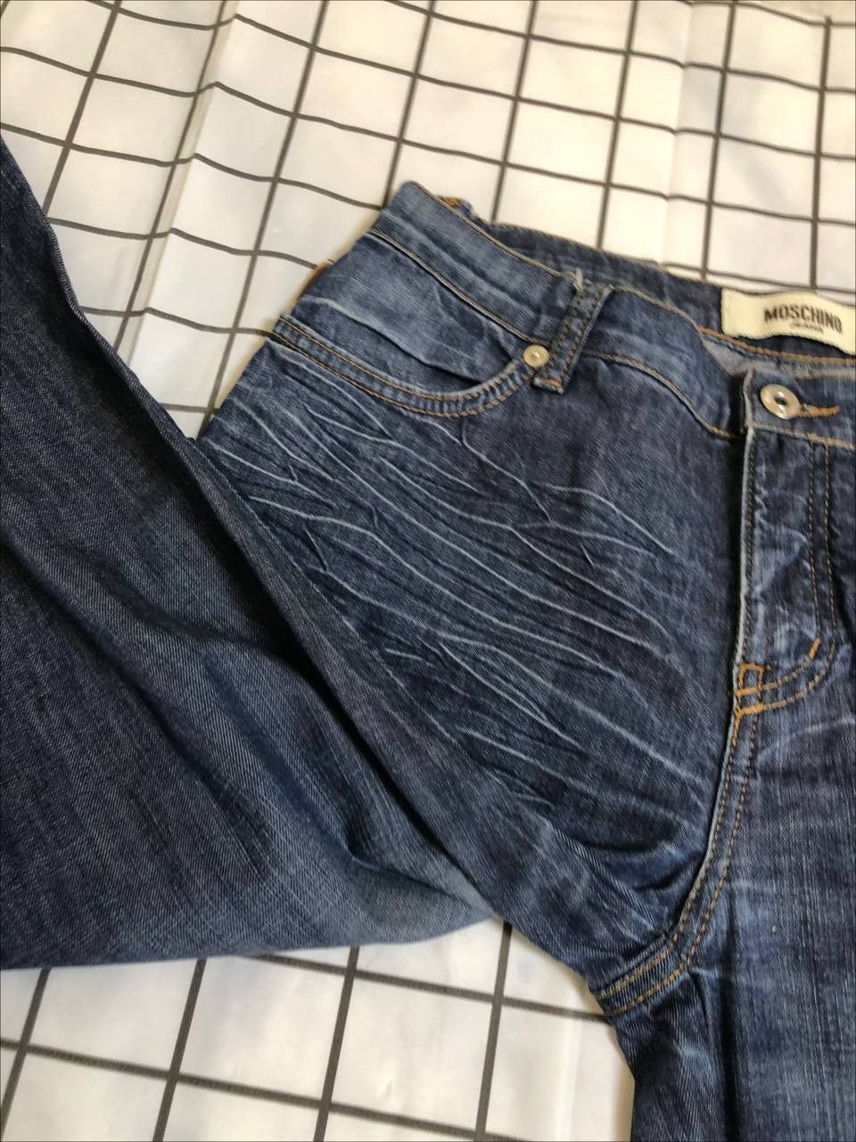 Moschino Vintage Moschino Peace Button Fly Dark Washed Denim Jeans Size 27" / US 4 / IT 40 - 6 Thumbnail