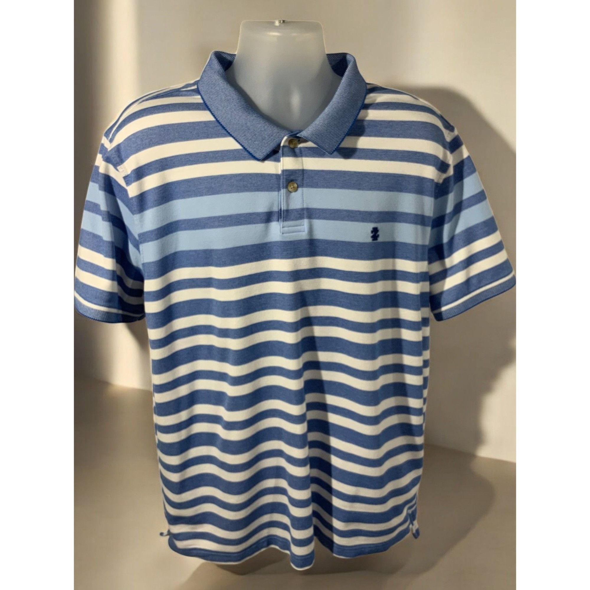 Izod Izod Advanced Performance Mens Blue White Striped Short Slee Size US XXL / EU 58 / 5 - 8 Thumbnail