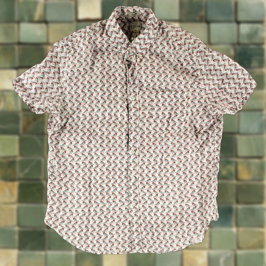 J.Crew J. Crew Shirt Button Down Linen Short Sleeve Birds White Mens L Size US L / EU 52-54 / 3 - 1 Thumbnail
