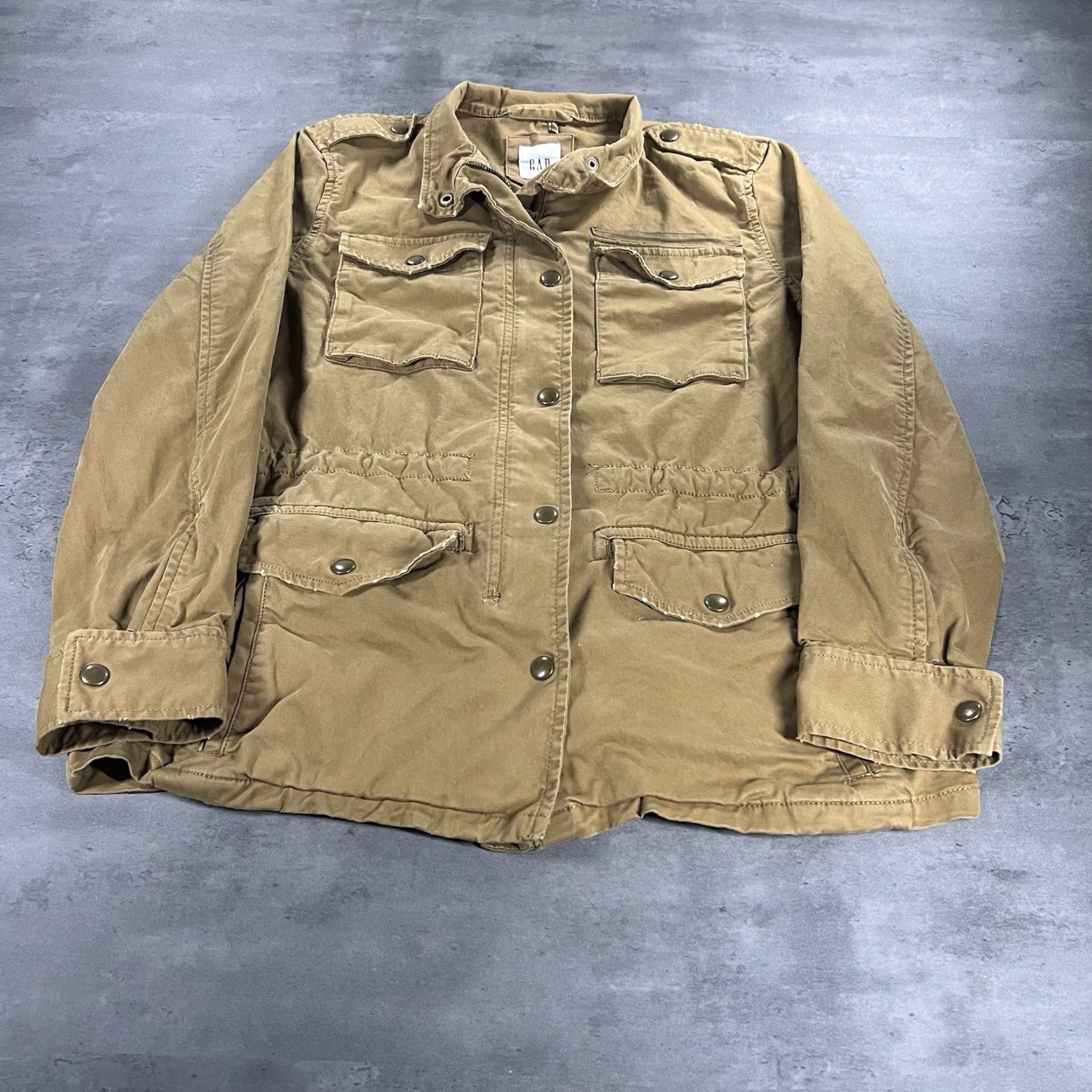 Gap GAP Chore Barn Jacket Women XS Tan Brown Military M65 Full Zip Snap Size XS / US 0-2 / IT 36-38 - 2 Thumbnail