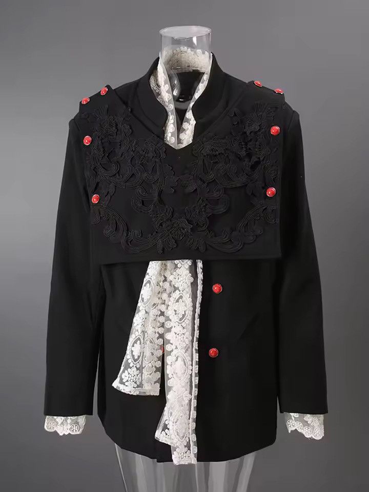 Japanese Brand Japanese Designer Patchwork V Collar Blazer Jacket Size US L / EU 52-54 / 3 - 4 Thumbnail