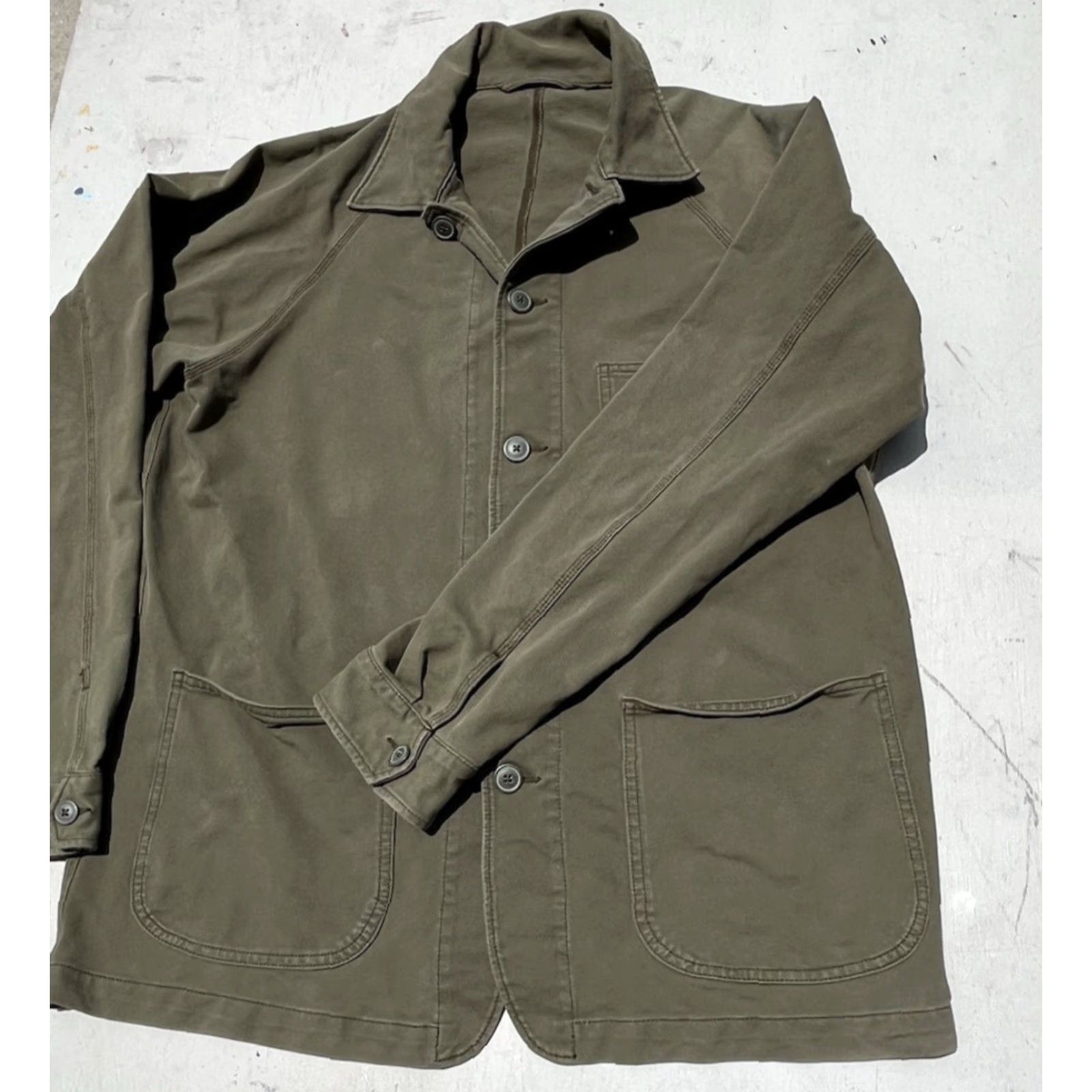 Uniqlo Uniqlo Men's Shirt Beige Green Button-Up Work Uniform Field Outerwear L Size US L / EU 52-54 / 3 - 6 Thumbnail