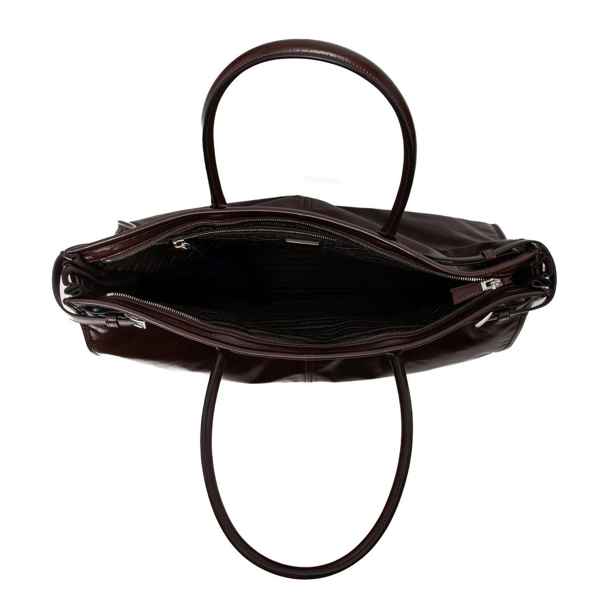 Prada Bonnie Extra Large Leather Bag Dark Brown Size ONE SIZE - 6 Thumbnail