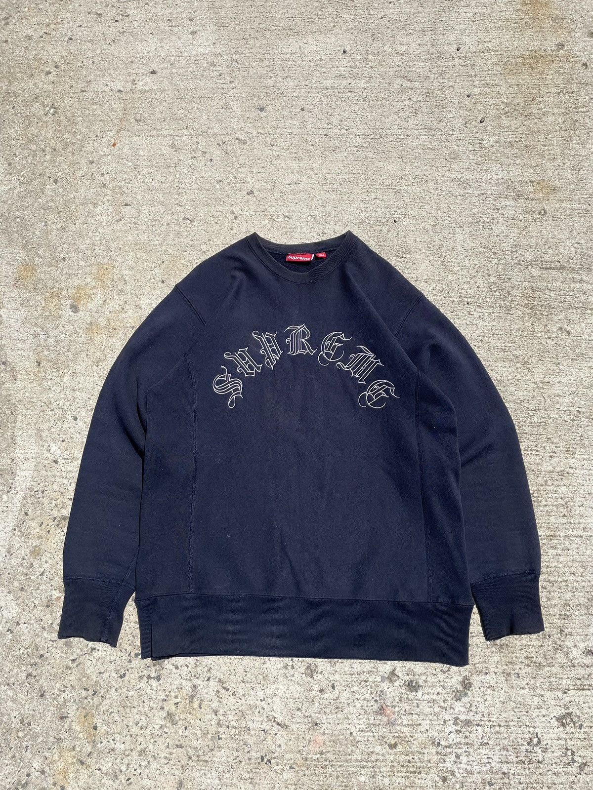 Pre-owned Supreme X Vintage Fw01 Gothic Arc Logo Crewneck In Navy