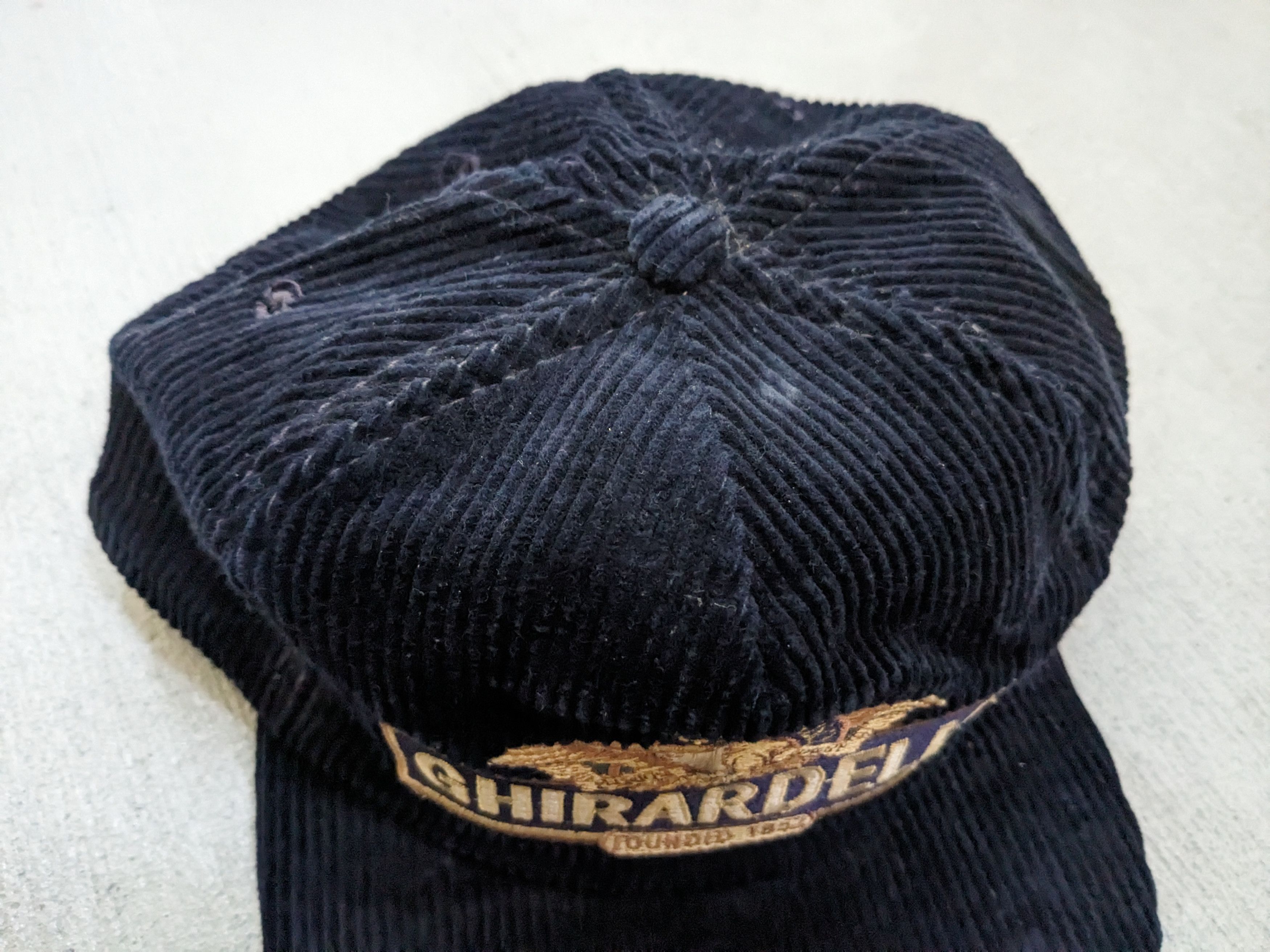 Vintage Vintage Ghirardelli Hat Corduroy Navy Blue USA Cap Size ONE SIZE - 3 Thumbnail