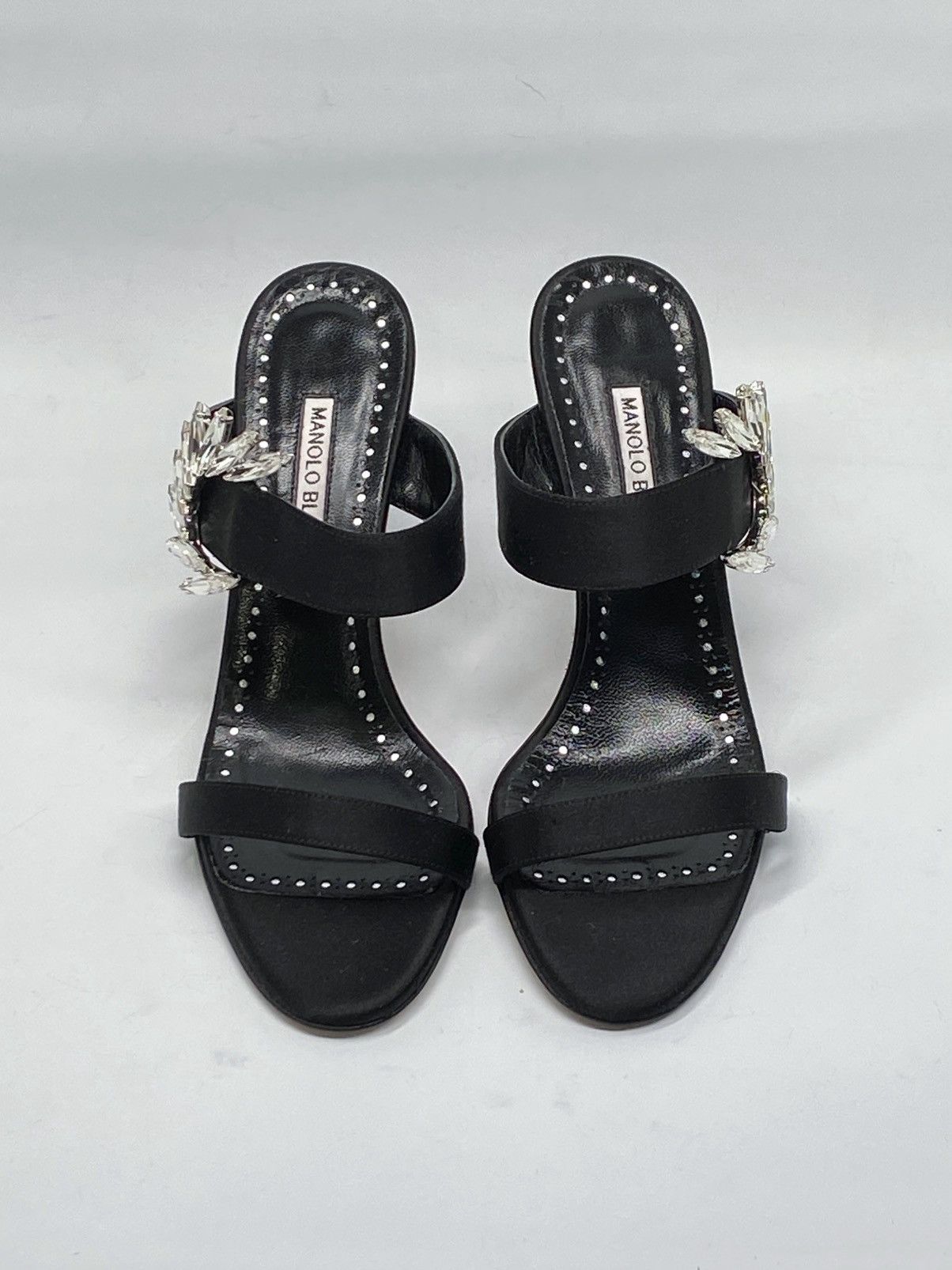 Manolo Blahnik Manolo Blahnik Crystal-Embellished Satin Sandals size 39 Size US 9 / IT 39 - 4 Thumbnail