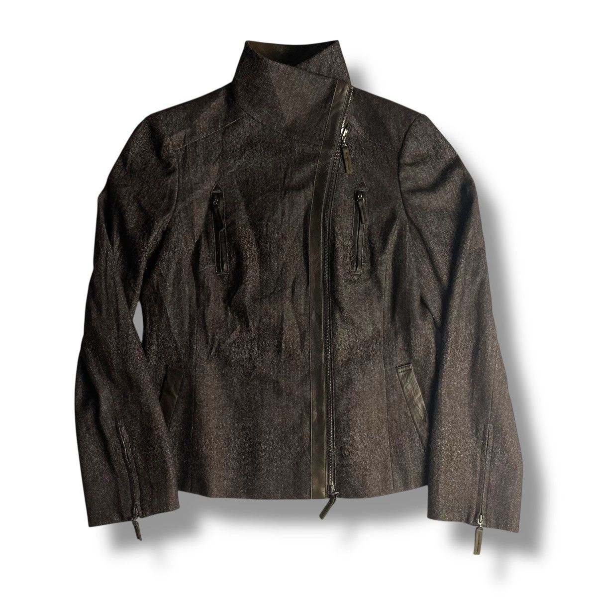 Krizia Uomo 🇯🇵 KRIZIA SHEEPSKIN COLLAR WOOL BLEND JACKET Size US XS / EU 42 / 0 - 7 Thumbnail