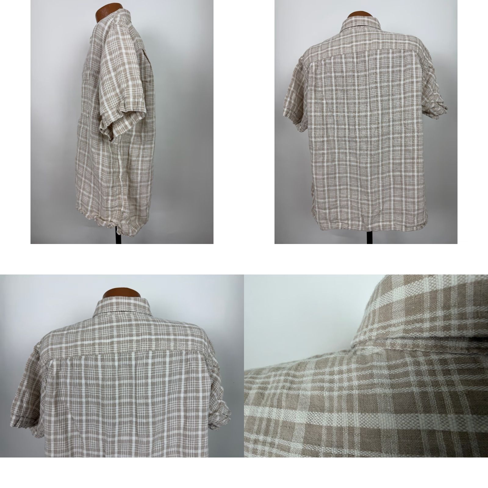 Orvis VINTAGE Orvis Linen Shirt Men XL Button-Up Travel Casual Beige White Plaid Shirt Short Sleeve Pockets Size US XL / EU 56 / 4 - 8 Thumbnail