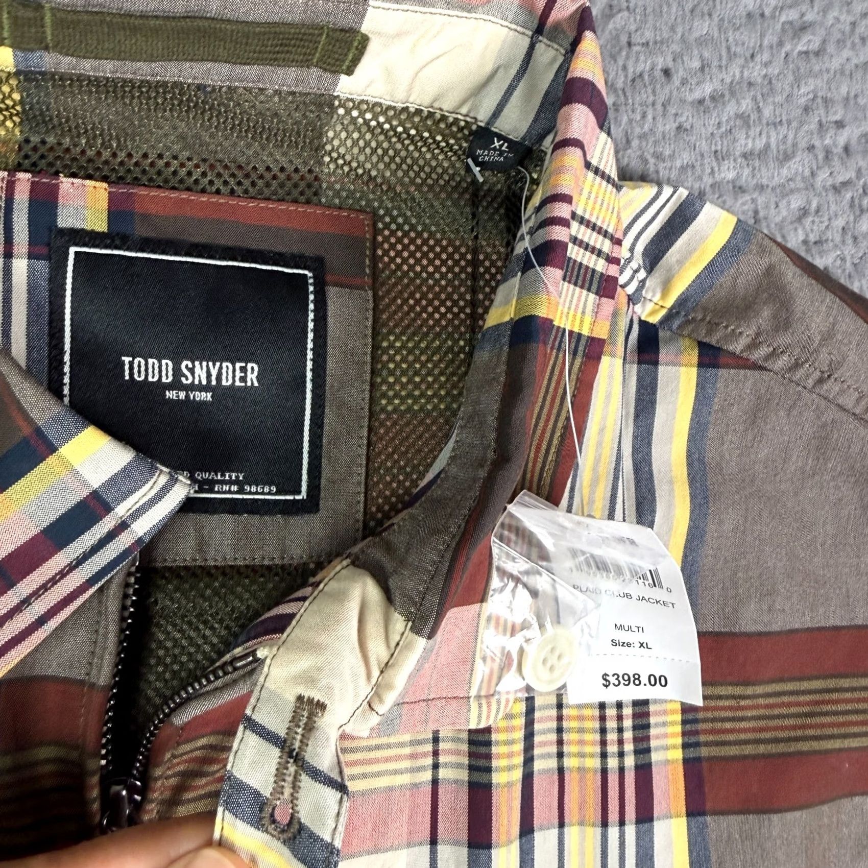 Todd Snyder Todd Snyder Plaid Club Jacket Mens XL Multicolor Full Zip Bomber Chinstrap NEW Size US XL / EU 56 / 4 - 3 Thumbnail