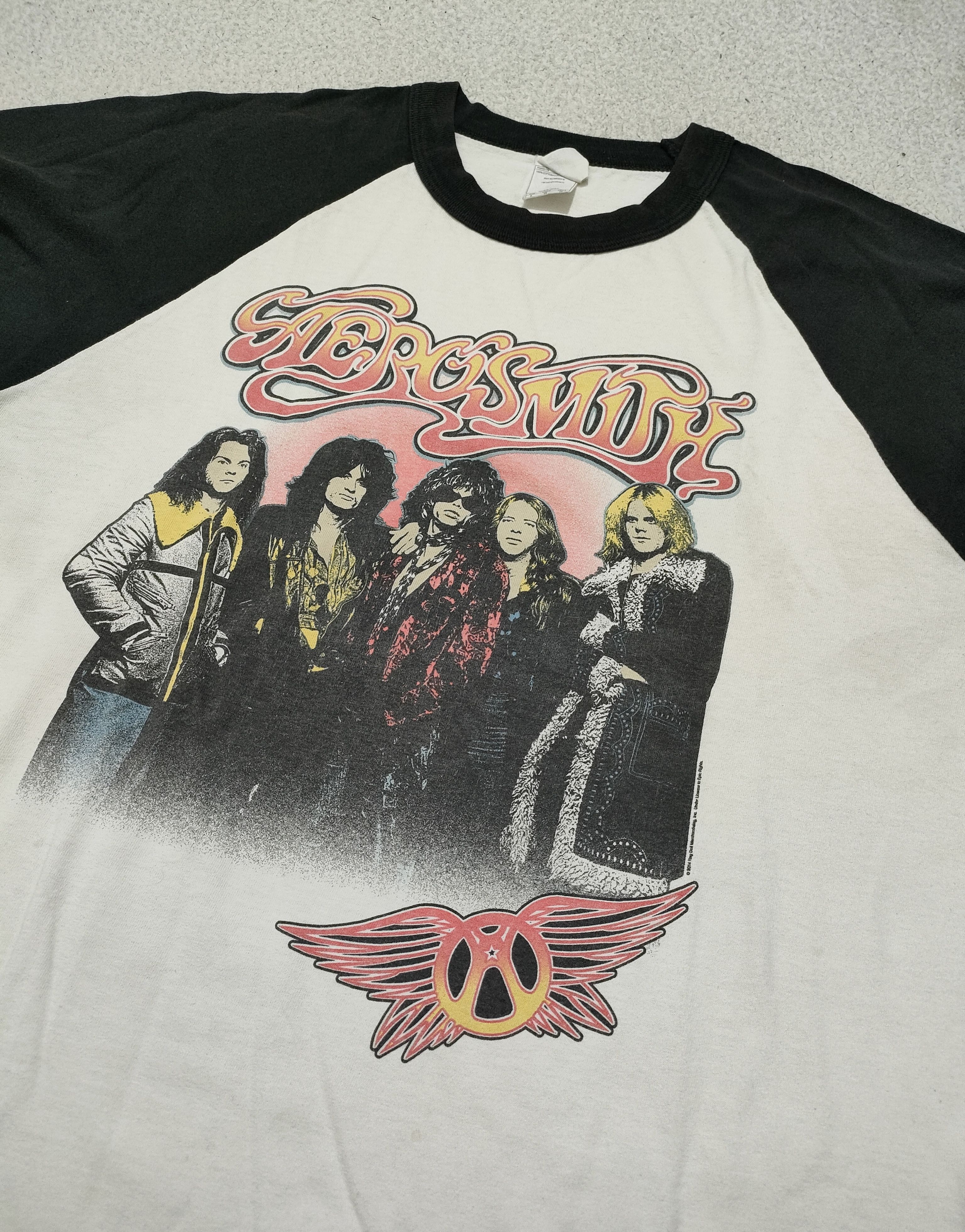 Band Tees × Vintage ©2014 AEROSMITHS LET ROCK RULE 3/4 raglan T-Shirt Size US L / EU 52-54 / 3 - 2 Thumbnail
