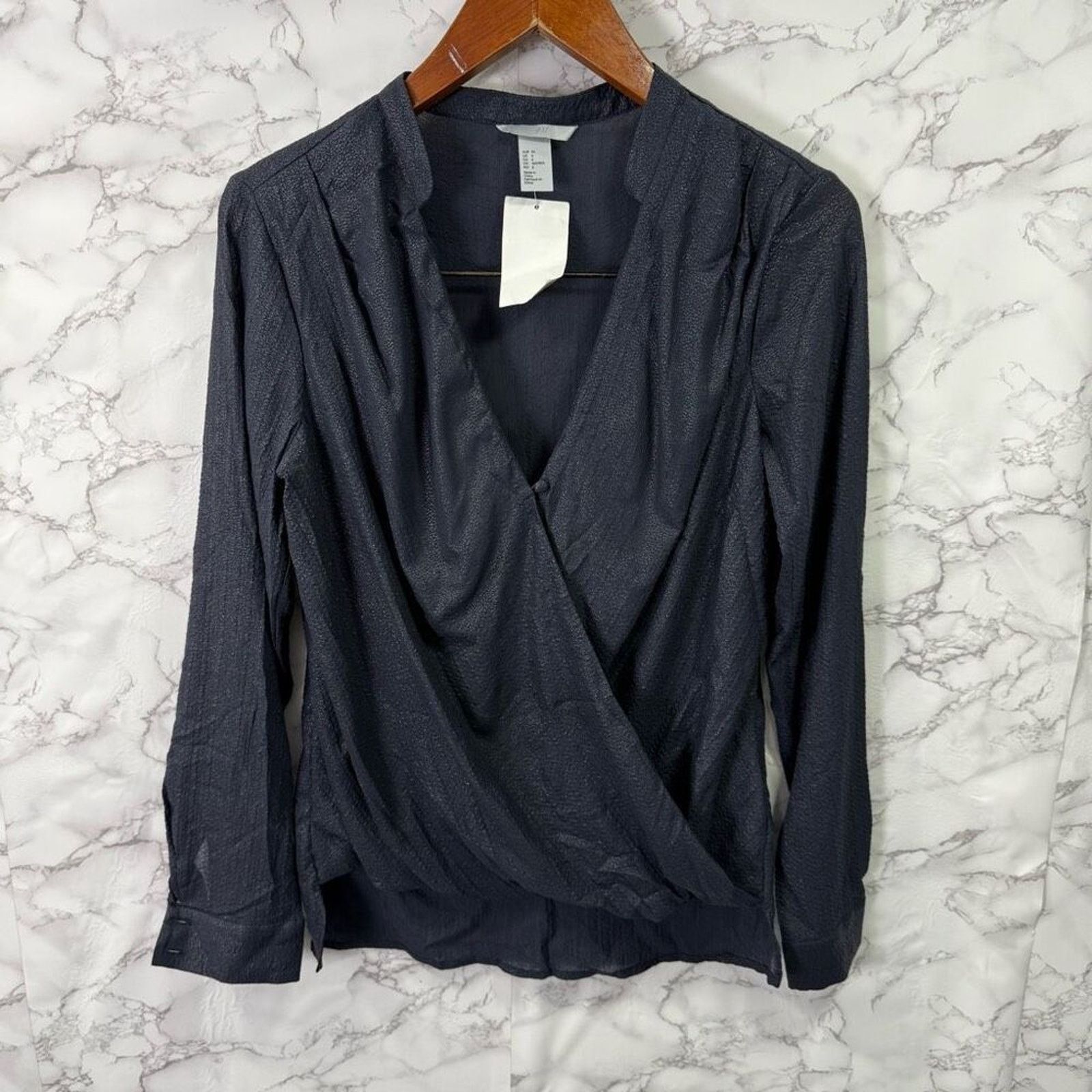H&M H&M Blouse sz 6 Criss Cross Metallic Blue NEW # G562 Size M / US 6-8 / IT 42-44 - 4 Thumbnail
