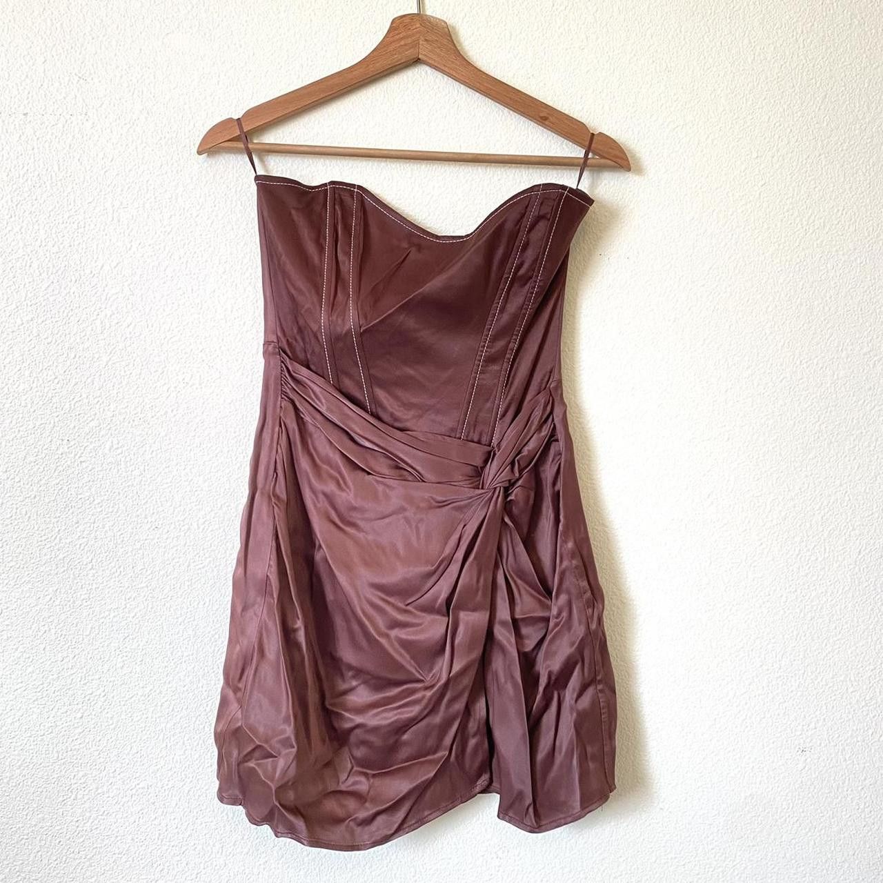 Zara ZARA STRAPLESS BROWN MINI DRESS SIZE MEDIUM Size M / US 6-8 / IT 42-44 - 2 Thumbnail