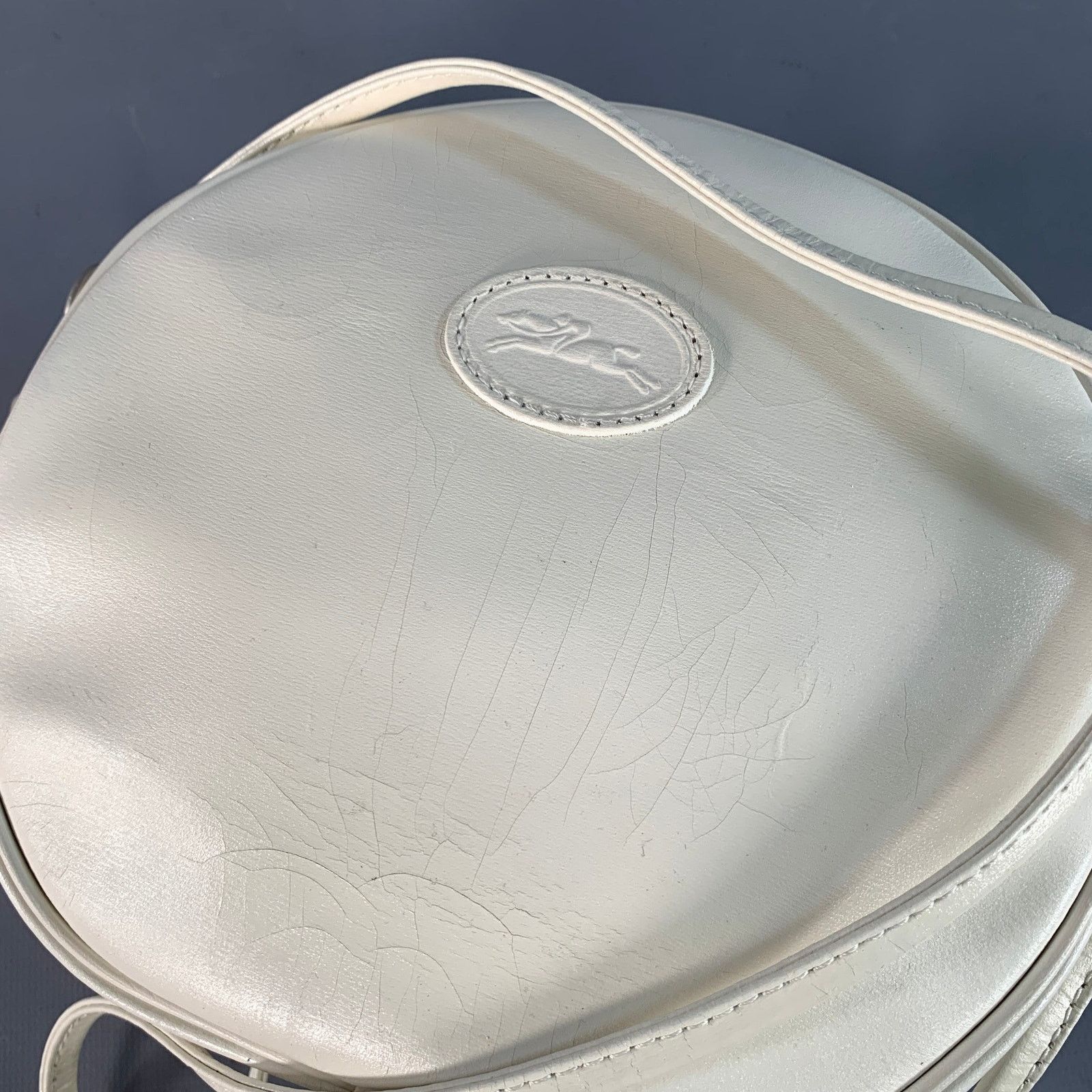 Longchamp LONGCHAMP Vintage White Faux Leather Round Crossbody Handbag Size ONE SIZE - 6 Thumbnail