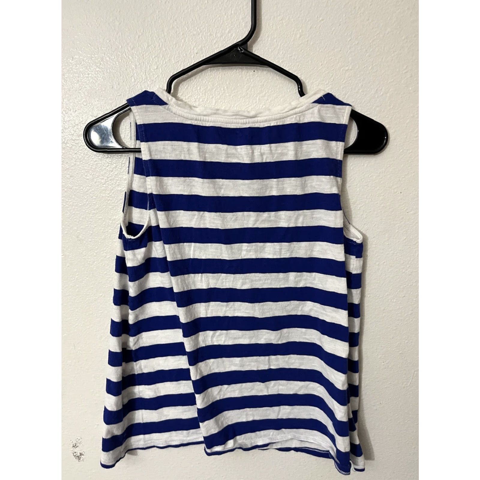 Loft VINTAGE White Cotton Tank Top Blue Striped Women XS Casual Lightweight Size XS / US 0-2 / IT 36-38 - 3 Thumbnail
