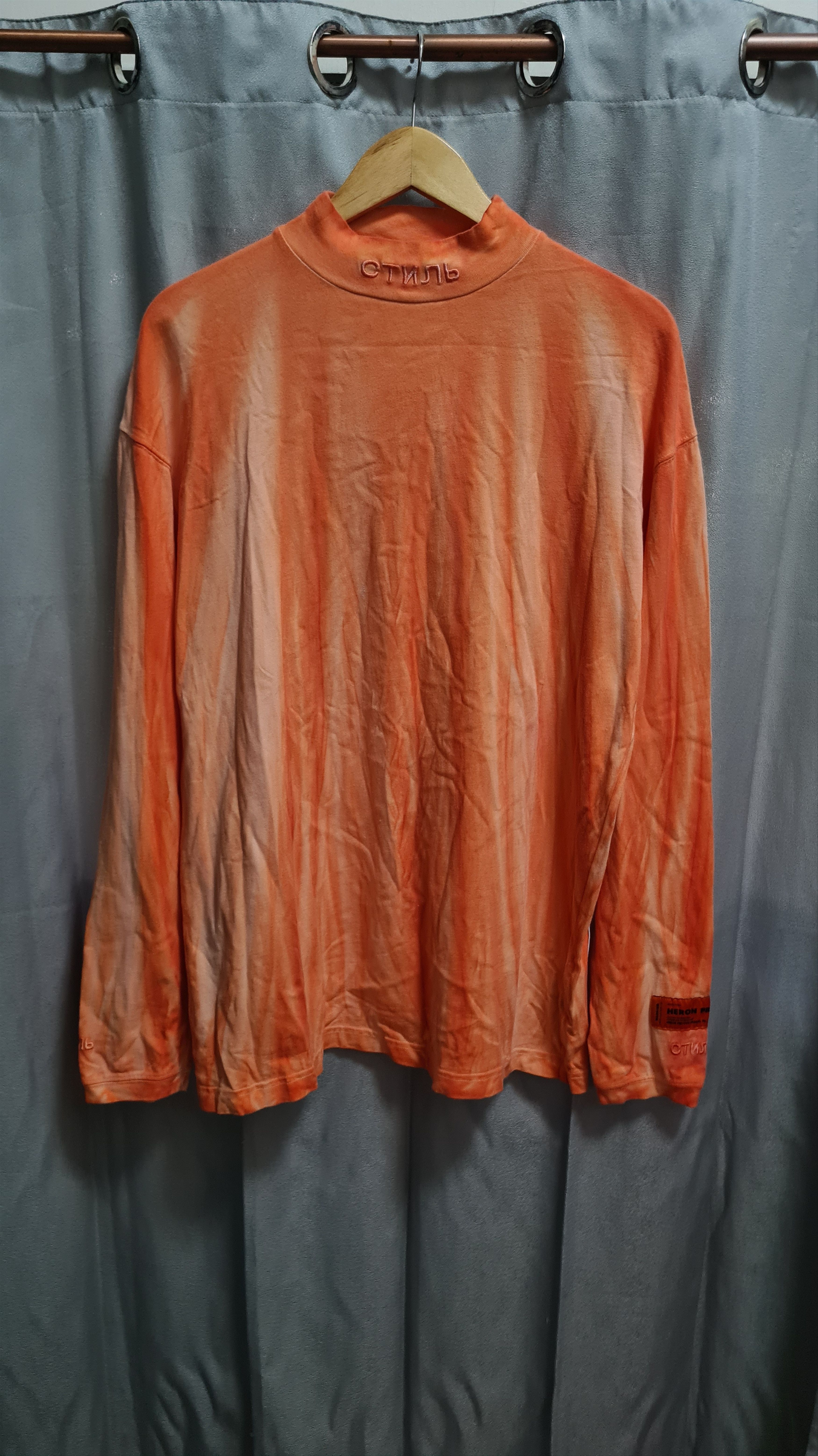 Heron Preston Dyed Orange Turtle Neck Long Sleeve
