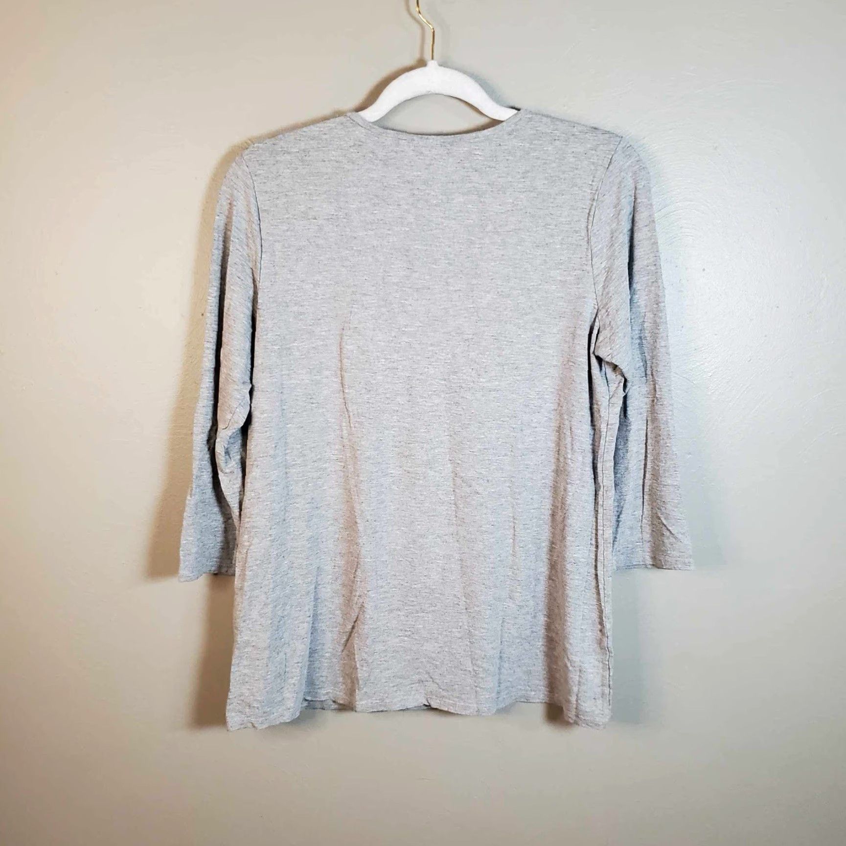 J. Jill J. Jill Tunic Top Gray 100% Cotton Knit Long Sleeve M Shirt Women Tunic Modern Casual Workwear Size M / US 6-8 / IT 42-44 - 3 Thumbnail