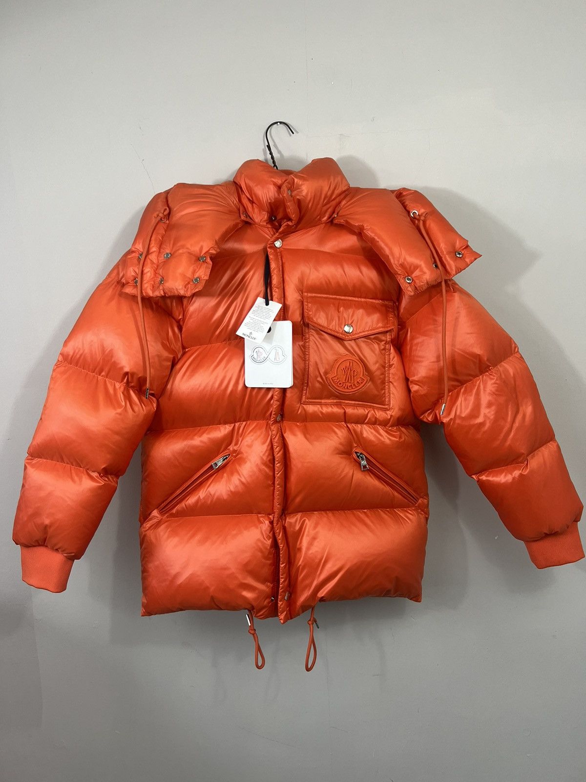 image of Moncler Down Puffer Jacket in Orange, Men's (Size Small)