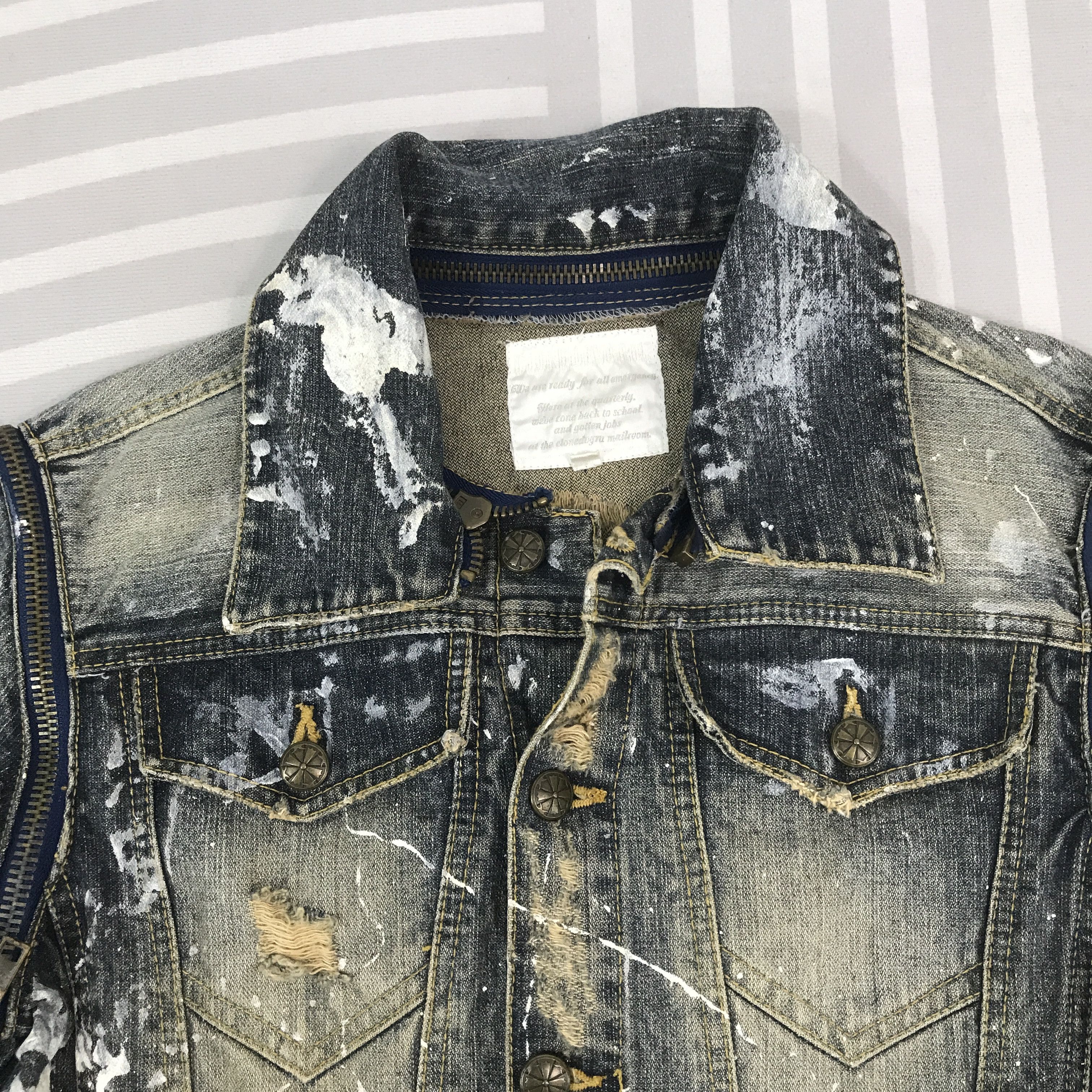 Japanese Brand Vintage Quarterly Denim Distressed zipper punk Jacket Size US M / EU 48-50 / 2 - 8 Thumbnail