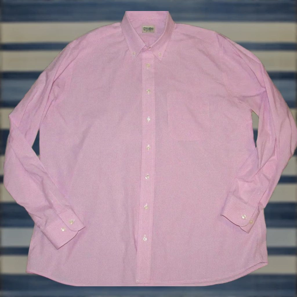 Vintage GITMAN BROS Pink Check Long Sleeve Button Down Shirt Made In USA XL Mens Shirt Size US XL / EU 56 / 4 - 1 Thumbnail