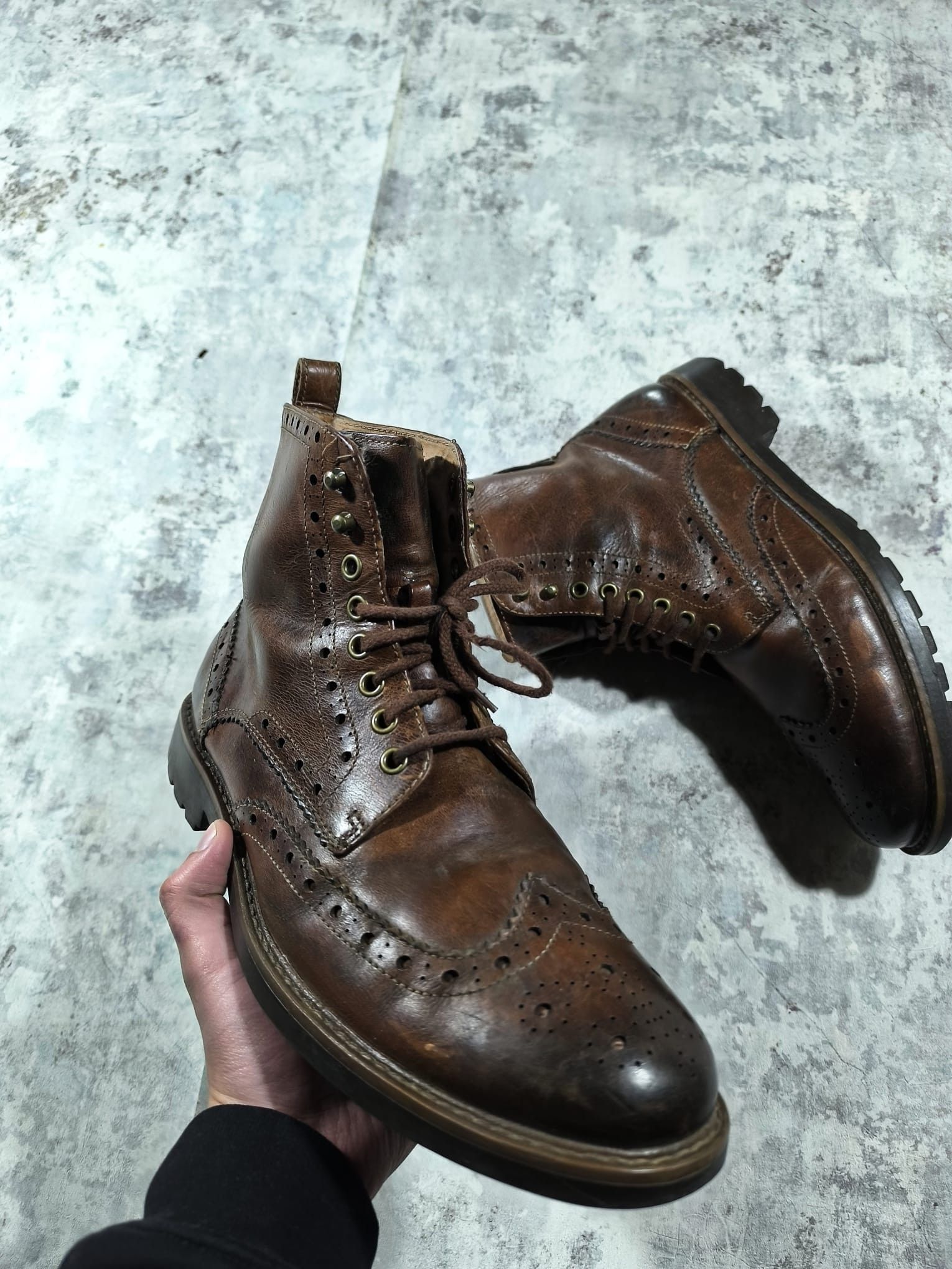 Vintage clarks patina leather boots vintage wingtip brogue western Size US 11.5 / EU 44-45 - 4 Thumbnail