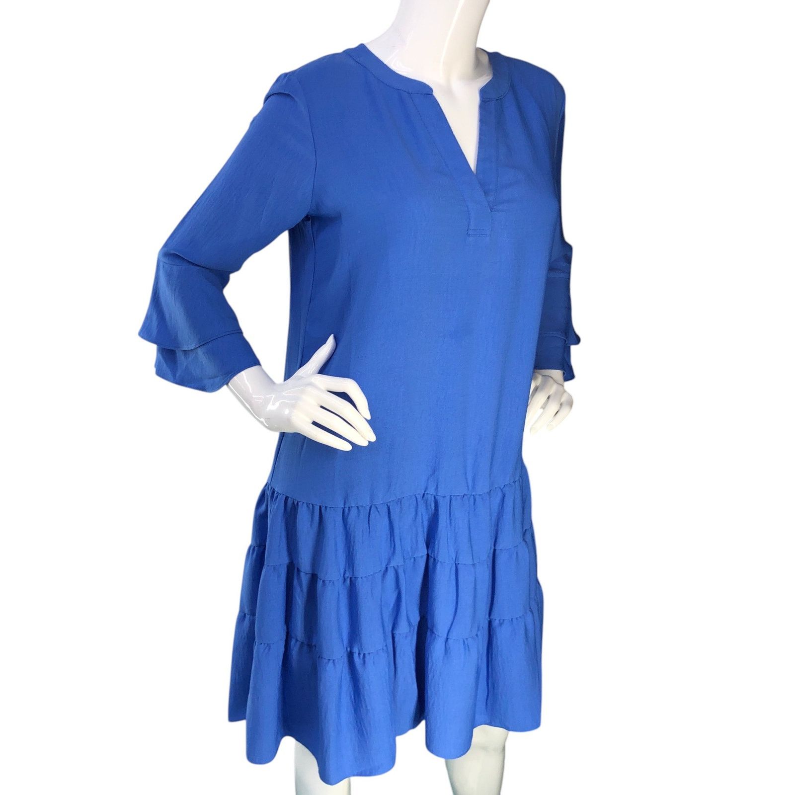 Joseph Ribkoff Joseph Ribkoff Size 6 Dress Tiered Ruffle Bell Sleeve Jersey Size M / US 6-8 / IT 42-44 - 10 Thumbnail