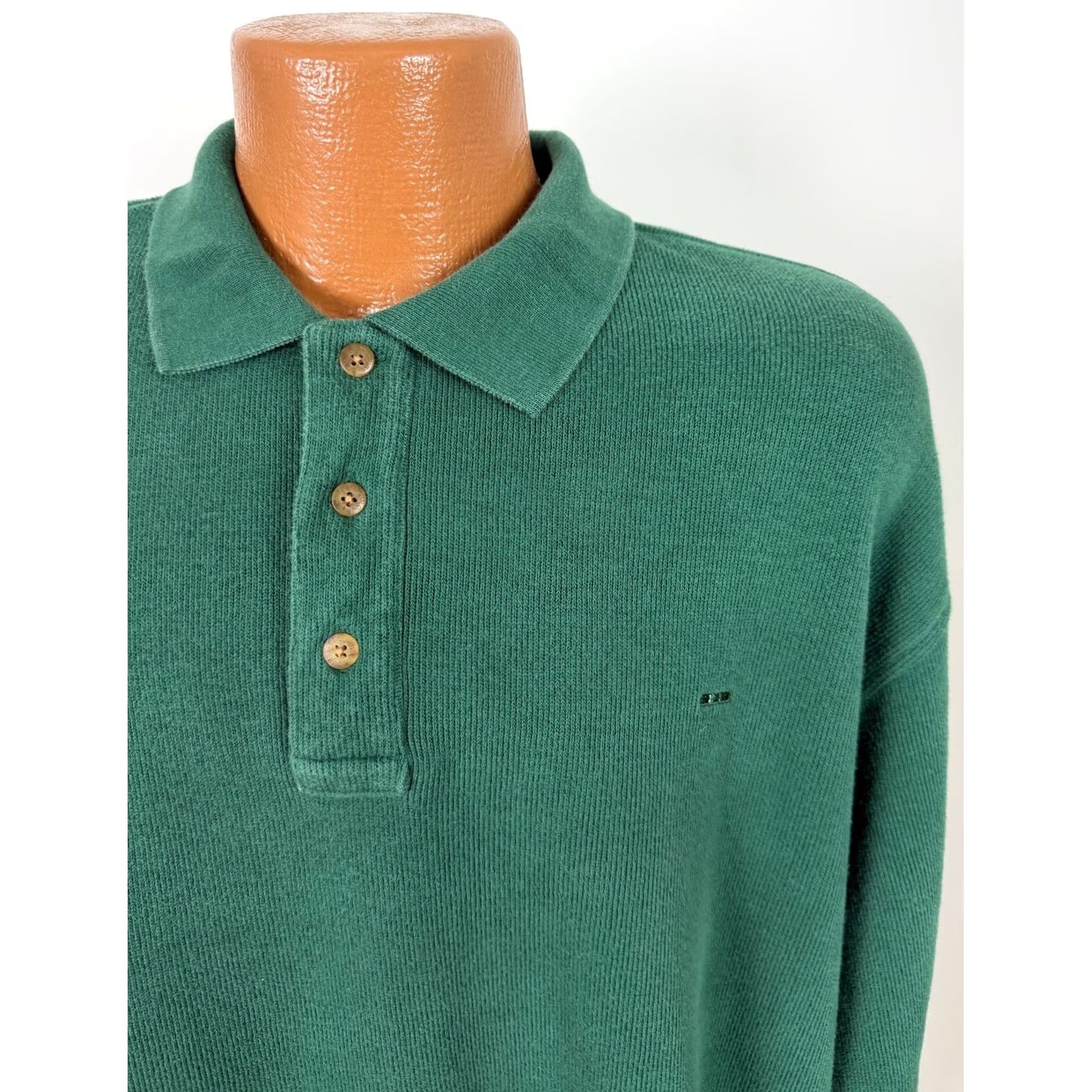 Alexander Julian VINTAGE Alexander Julian Polo Shirt Men XL Green 90s Ribbed Heavyweight Cotton Knit Casual Business 90s Mens XL Green Polo Size US XL / EU 56 / 4 - 3 Thumbnail