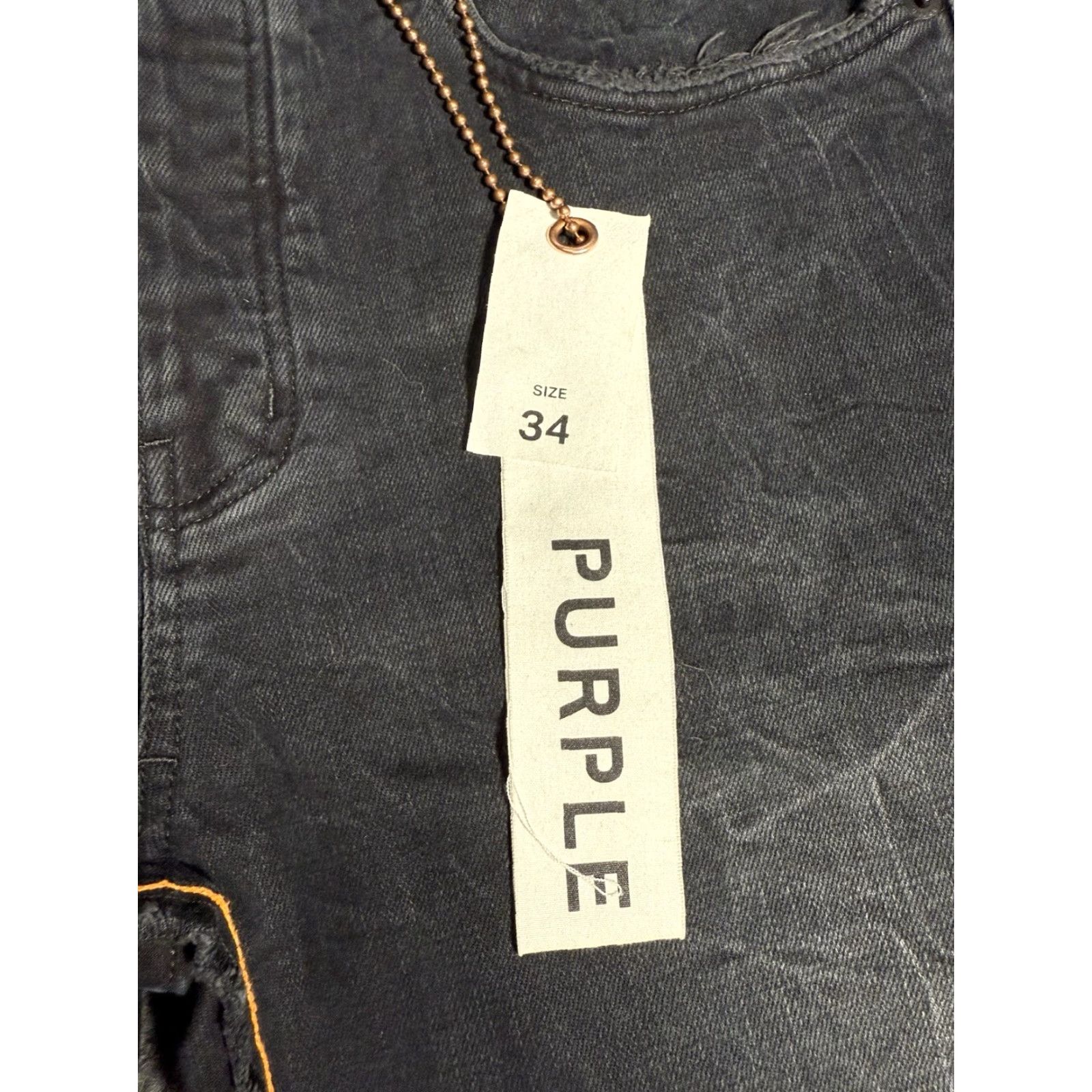 J Brand Purple Brand Jeans P001 Slim Fit Black 34x33.5 Orange Side Stripe Distressed 5-Pocket Men Vintage No Size US 34 / EU 50 - 3 Thumbnail