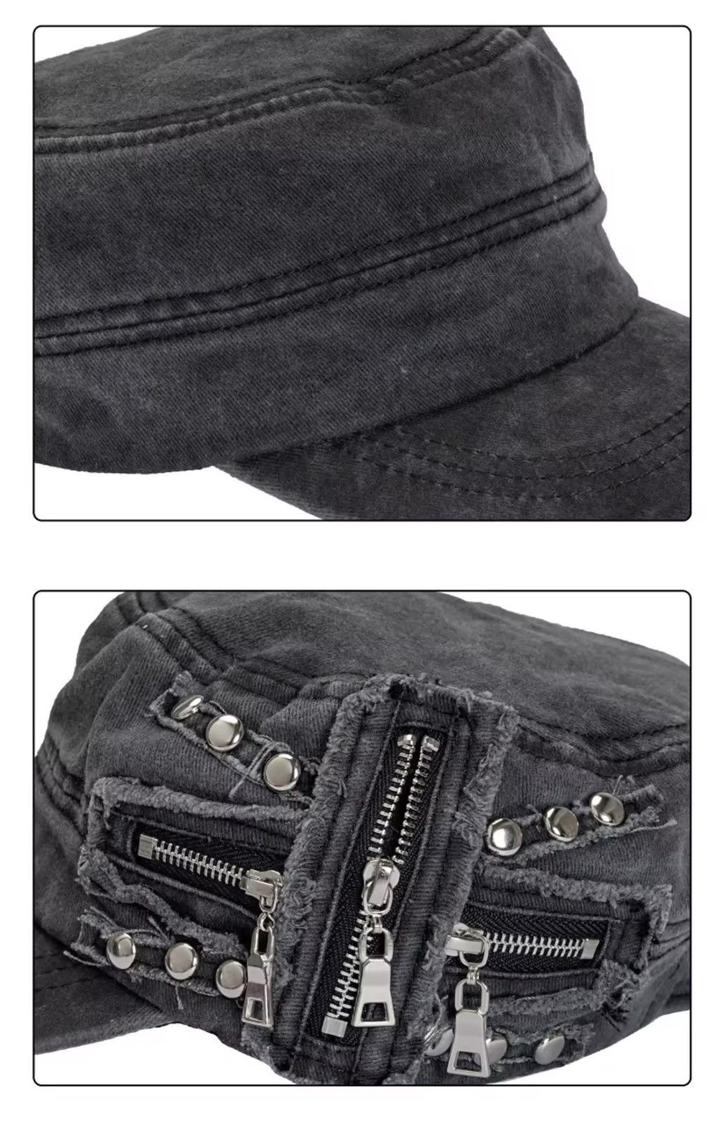 Other 2000s Distressed Punk Cap Black Faded Streetwear Washed Size ONE SIZE - 5 Thumbnail
