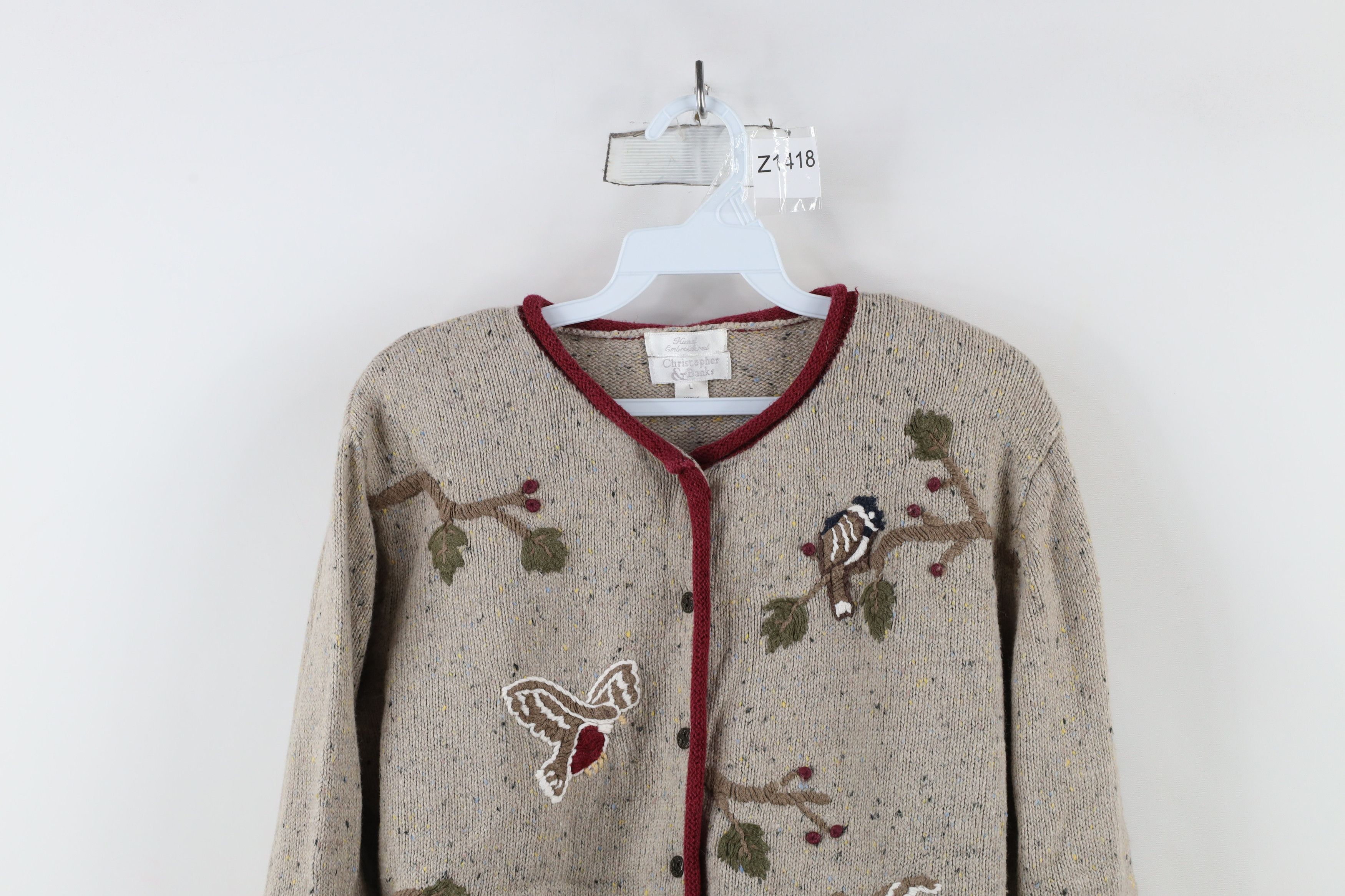 Vintage Vintage 90s Streetwear Embroidered Knit Cardigan Sweater Size L / US 10 / IT 46 - 2 Thumbnail