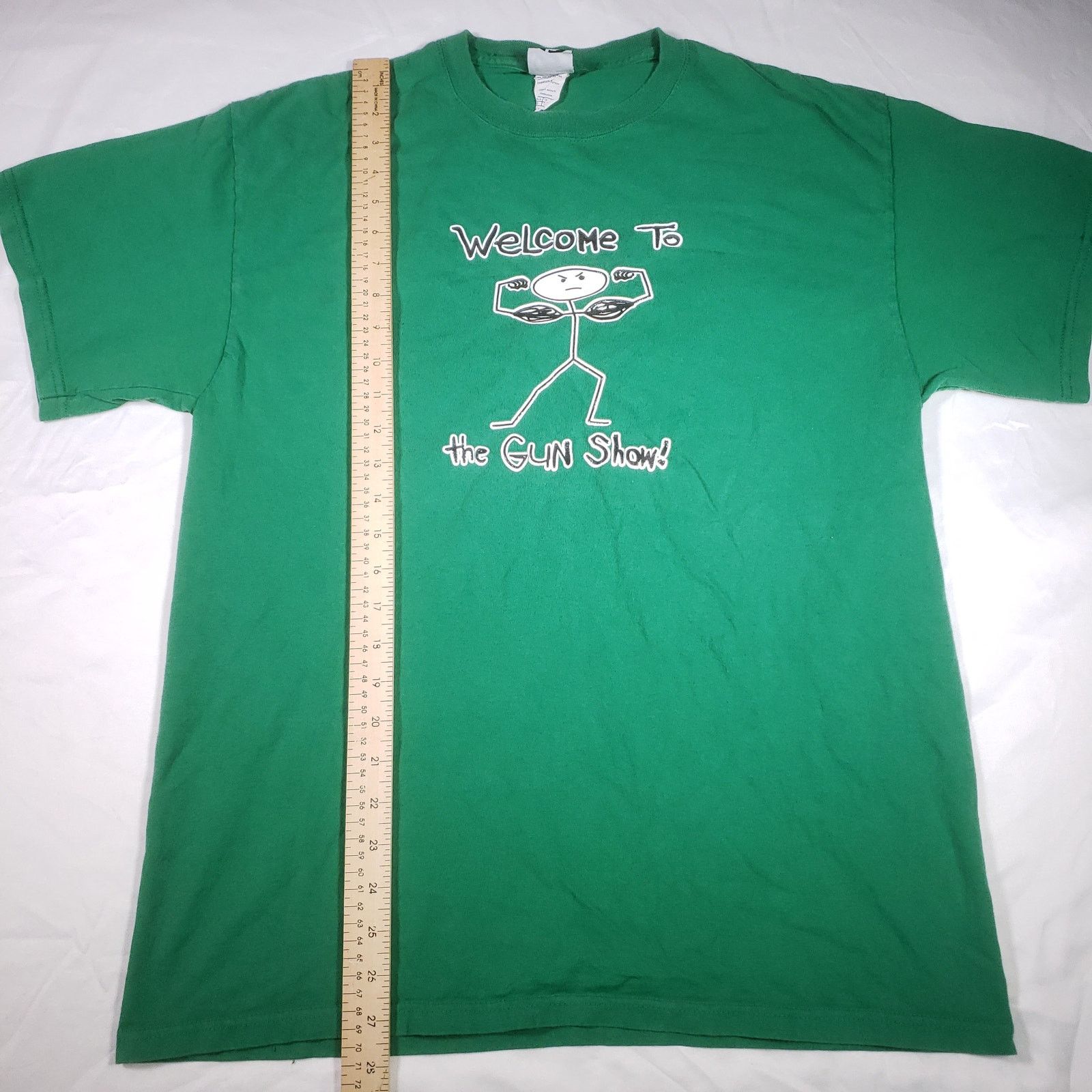 Vintage Rare 2000s Funny Stick Figure Welcome To The Gun Show TShirt Size US L / EU 52-54 / 3 - 8 Thumbnail