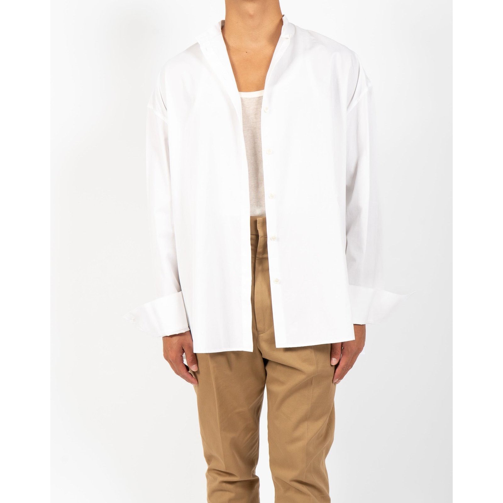 SS18 Oversized Side-Vent Shirt in White Cotton