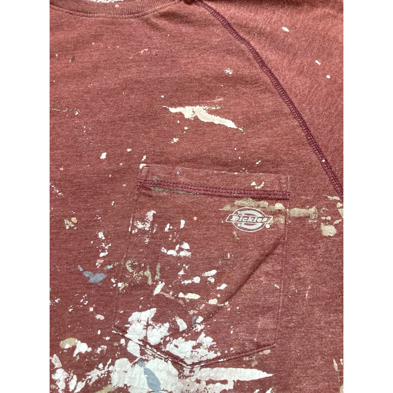Dickies VINTAGE Dickies pocket T-shirt long sleeve temp IQ paint splatter maroon burgundy M Red Mens T-Shirt Long Sleeve Pocket 21” 28.5” Size US M / EU 48-50 / 2 - 5 Thumbnail