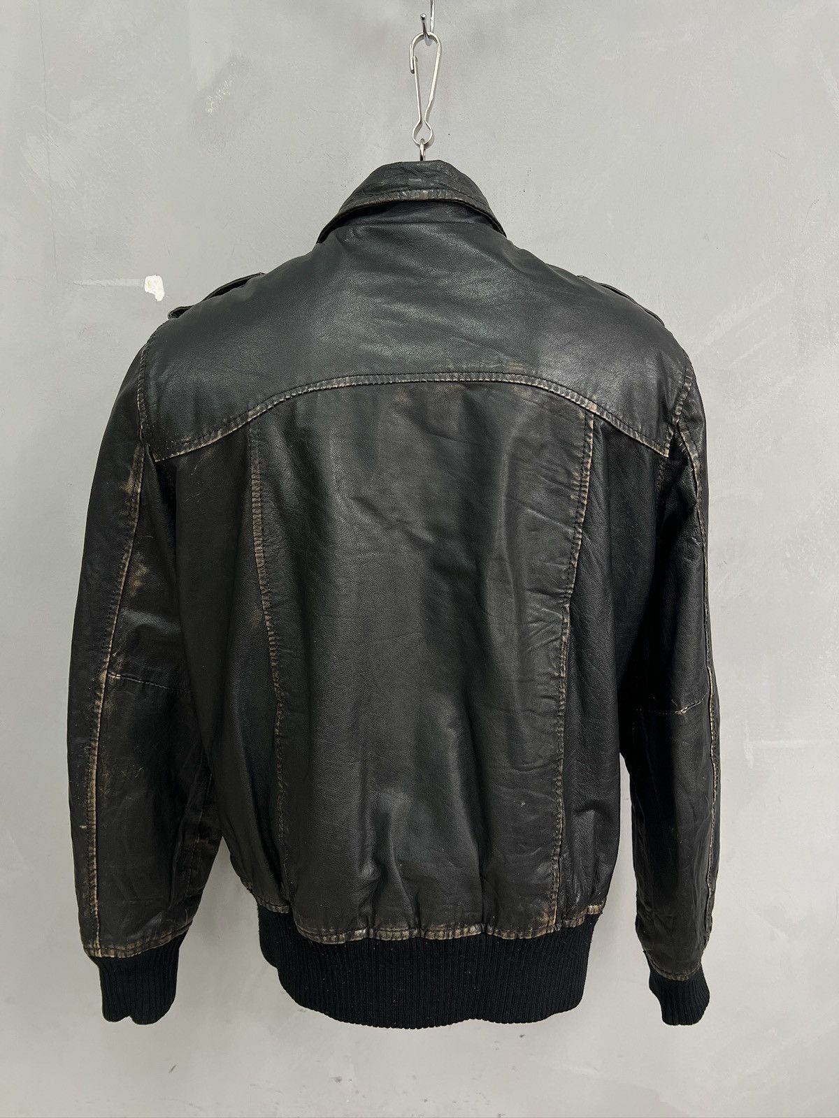 Schott Jack Jones Black Leather Bomber Jacket Vintage 90s Size US L / EU 52-54 / 3 - 5 Thumbnail
