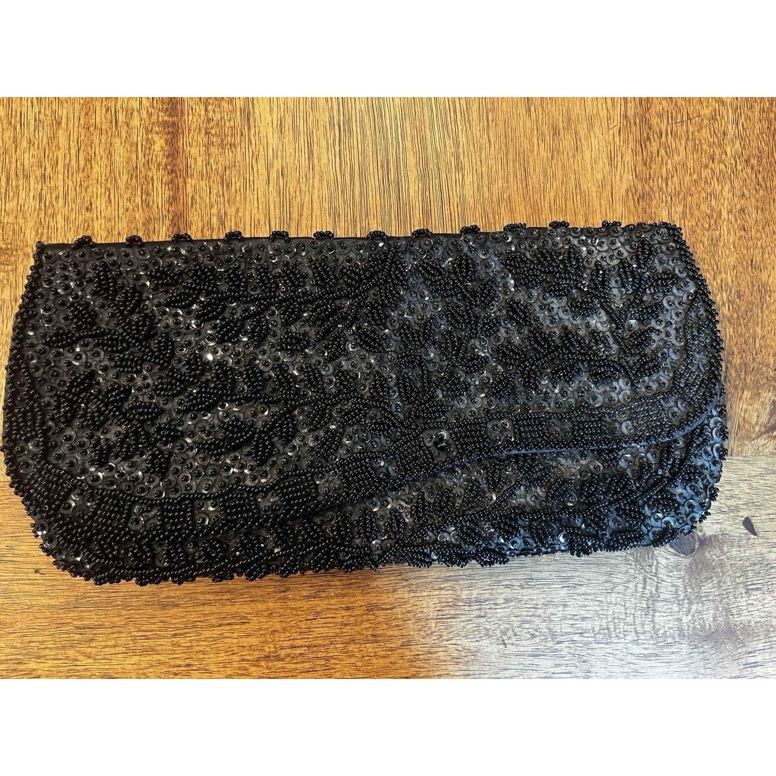 Handmade VTG Handmade Hong Kong Evening Bag Clutch Black Beaded Size ONE SIZE - 8 Thumbnail
