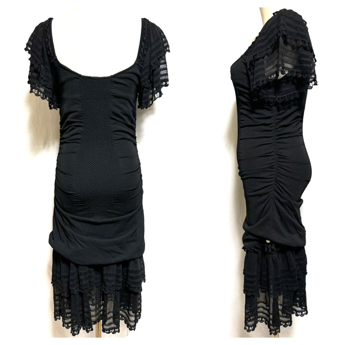 Chanel Chanel short sleeve frill lace stretch dress Size S / US 4 / IT 40 - 10 Thumbnail