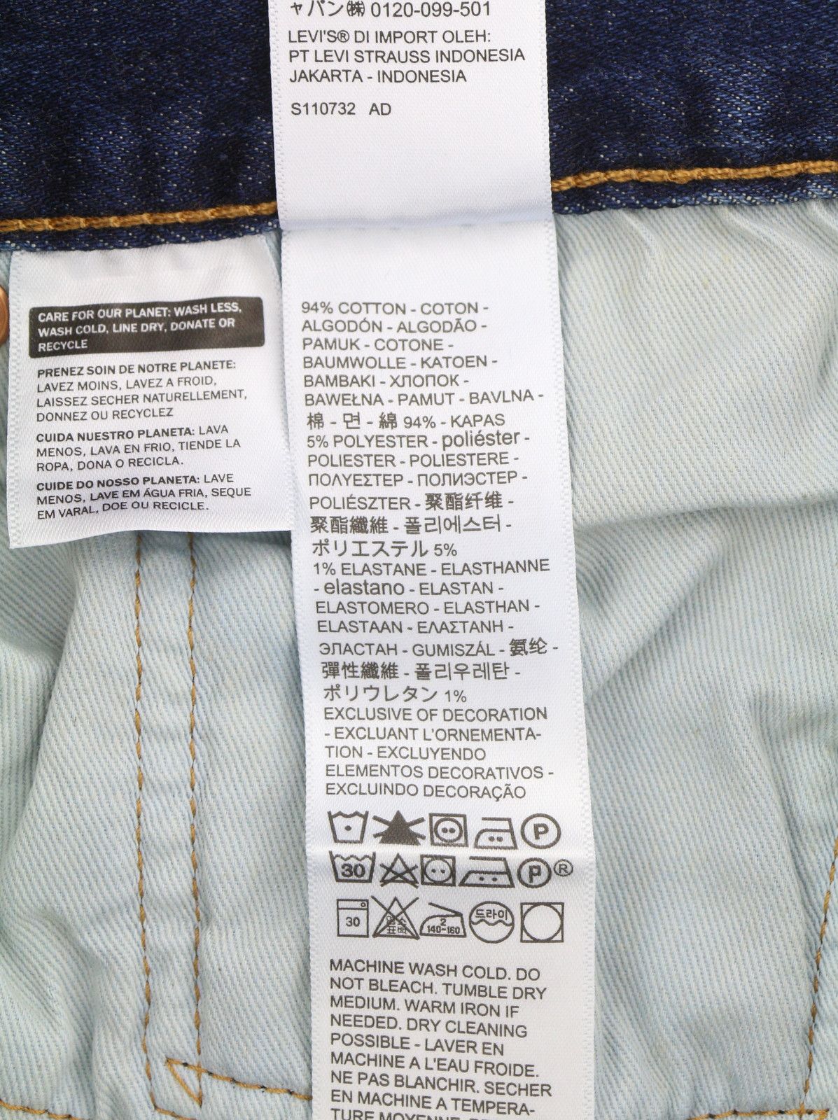 Levi's 501 W32/L32 Straight Stretch Big E Blue Jeans 87067 Size US 32 / EU 48 - 7 Thumbnail