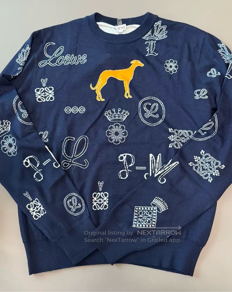 Loewe Loewe Navy blue logo knitted top Size S / US 4 / IT 40 - 1 Thumbnail