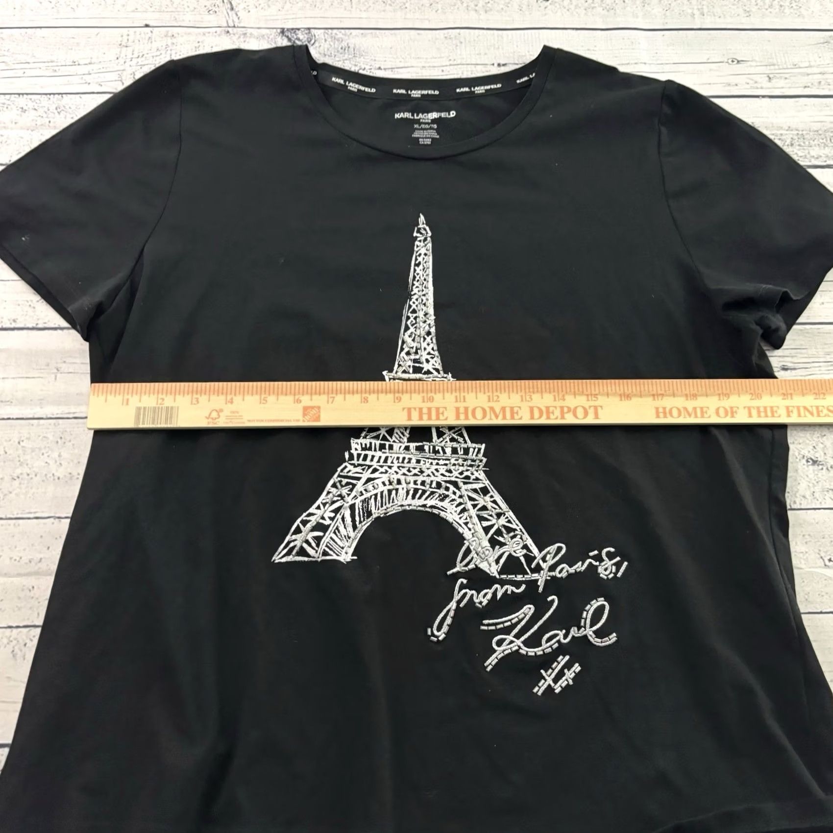 Karl Lagerfeld Karl Lagerfeld Paris Short Sleeve T Shirt Top Women's XL Black Shirt T-Shirt Womens XL Black Paris 1980s 1990s Concert Theme Ladies Size XL / US 12-14 / IT 48-50 - 4 Thumbnail