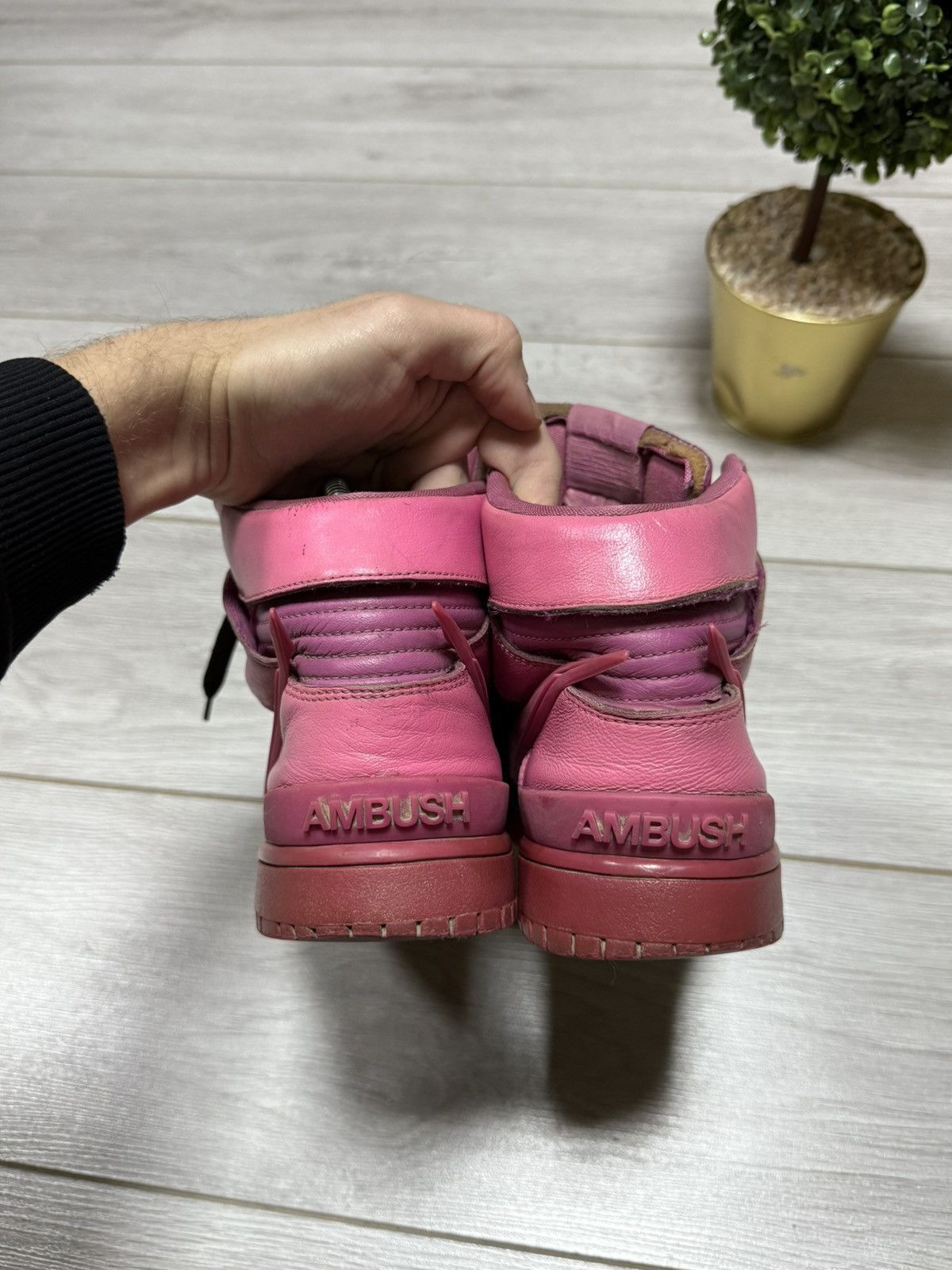 Ambush Design × Nike Nike Dunk x Ambush RARE pink high leather sneakers shoes Size US 8.5 / EU 41-42 - 4 Thumbnail