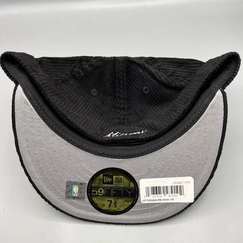 New Era Miami Heat Hat Men 7 3/8 Corduroy 59Fifty New Era Fitted Cap Size ONE SIZE - 7 Thumbnail