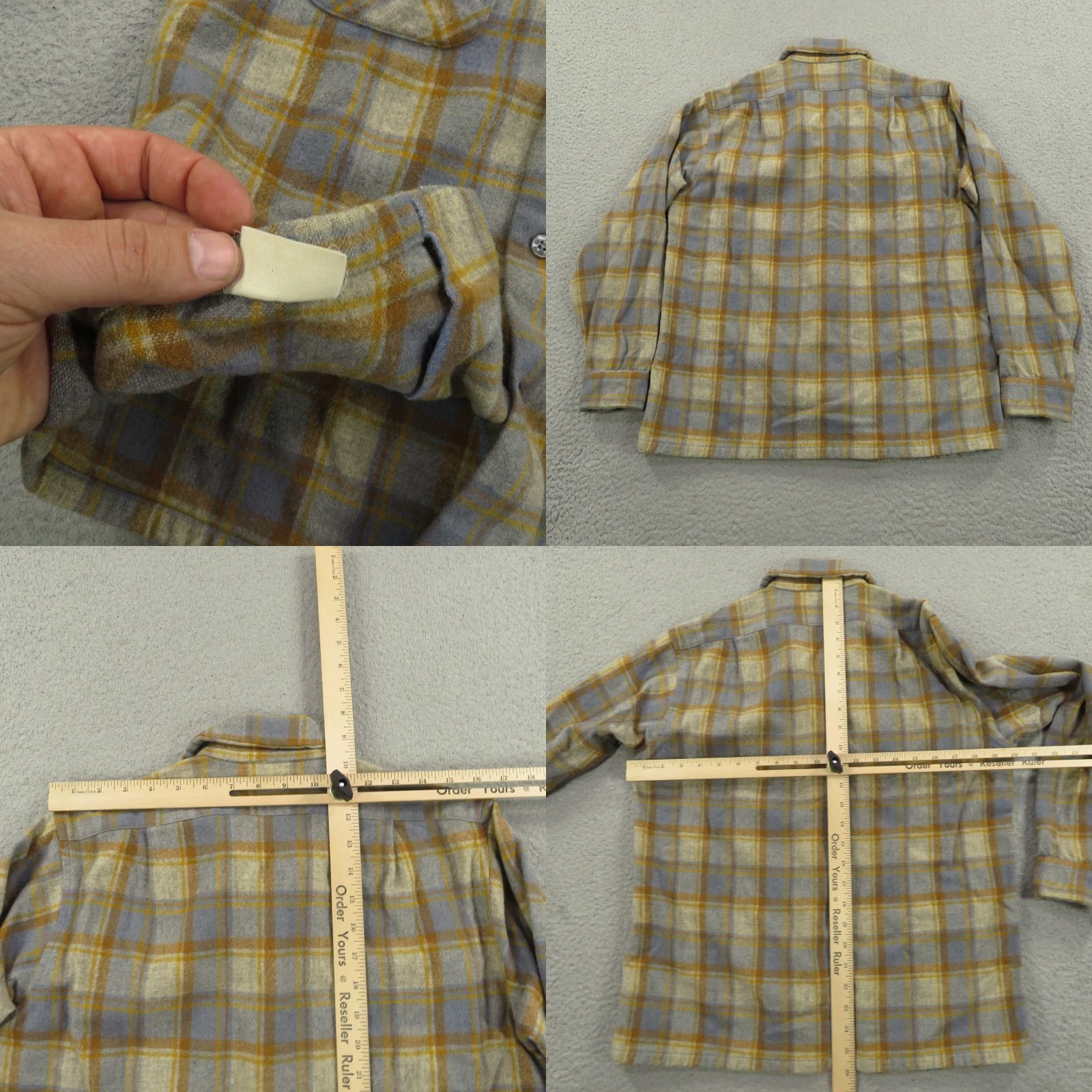Pendleton VINTAGE Pendleton Board Shirt Mens Medium 60s Brown Grey Earth Tones Loop Collar Shirt Mens M Gray Plaid 60s Classic Outdoor Boys? Size US M / EU 48-50 / 2 - 8 Thumbnail